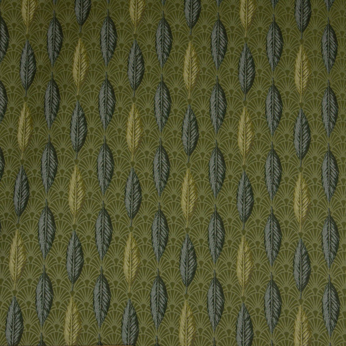 SCHÖNER LEBEN. Tischläufer SCHÖNER LEBEN. Tischläufer Art Déco Blätter Fächer grün dunkle Sei, handmade