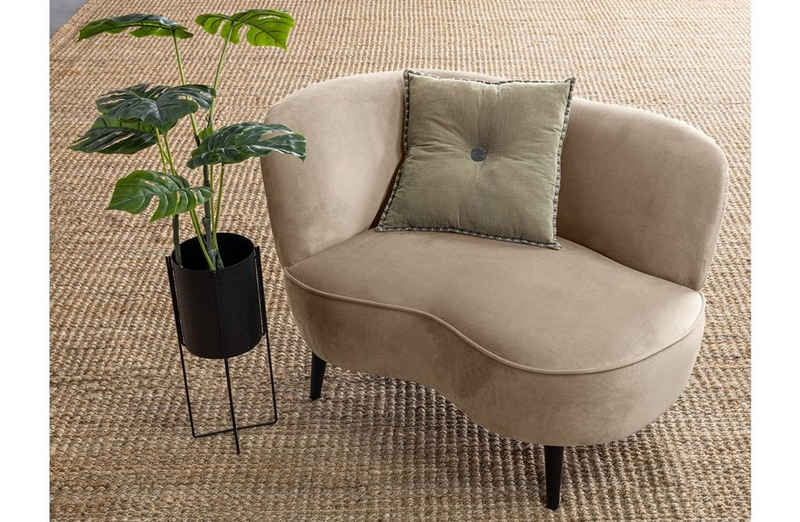 WOOOD Loungesessel Lounge Sessel Sara links - Samt Khaki, freistellbar