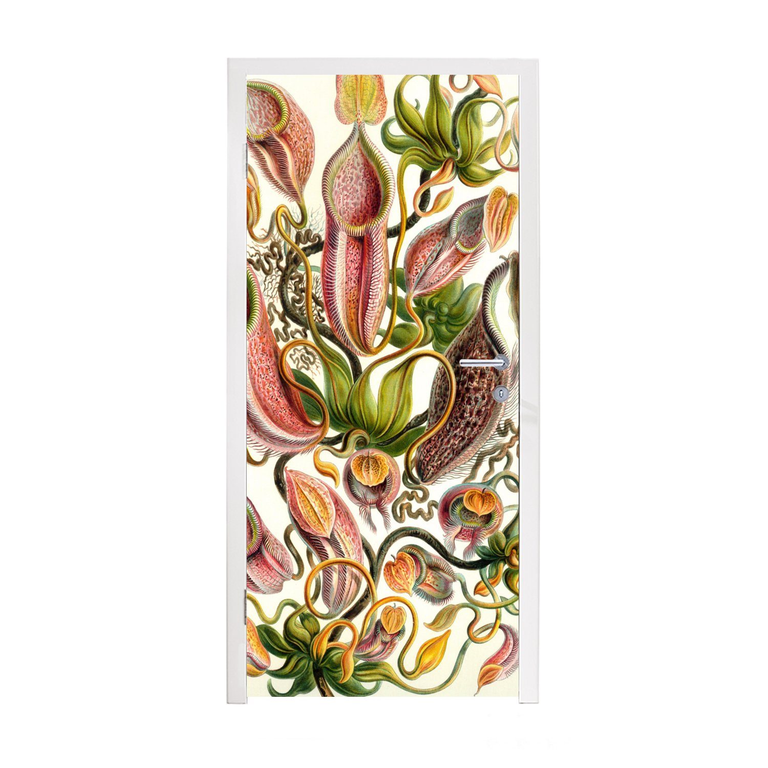 MuchoWow Türtapete Nepenthaceae - Künstliche Blumen, Matt, bedruckt, (1 St), Fototapete für Tür, Türaufkleber, 75x205 cm
