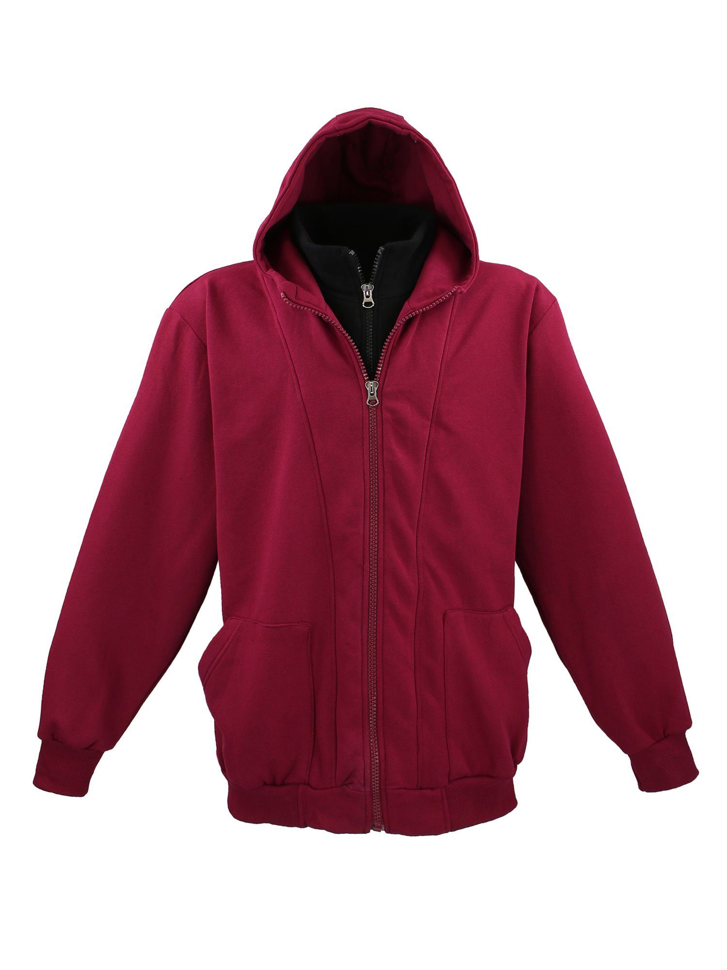 Lavecchia Sweatjacke Übergrößen Herren Sweat Jacke LV-109 Hoodie "Two in one" bordeaux-schwarz