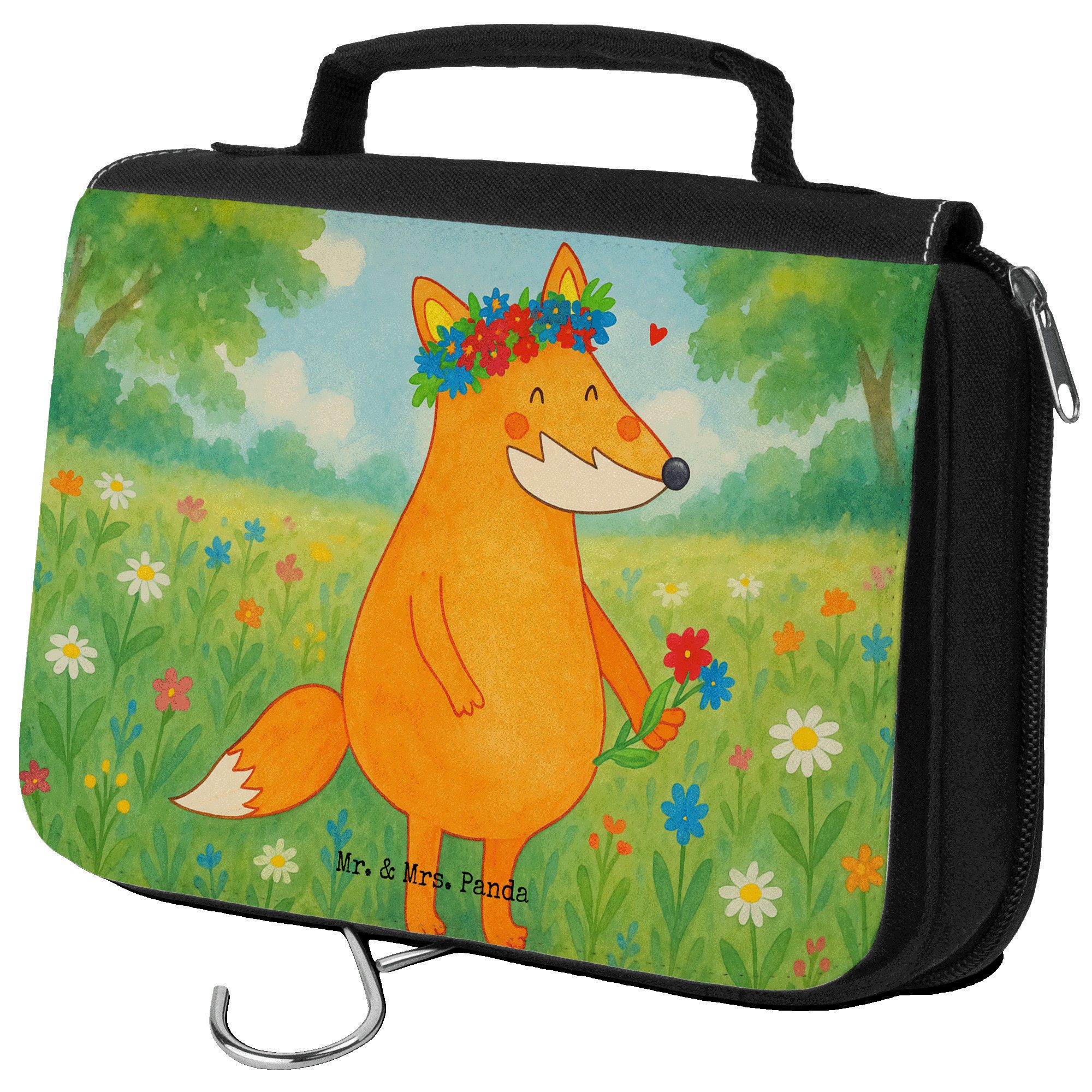 Kulturbeutel Fuchs Blumen Design, Necessaire, Weiß, Blume, badtasche, Boho, kultur