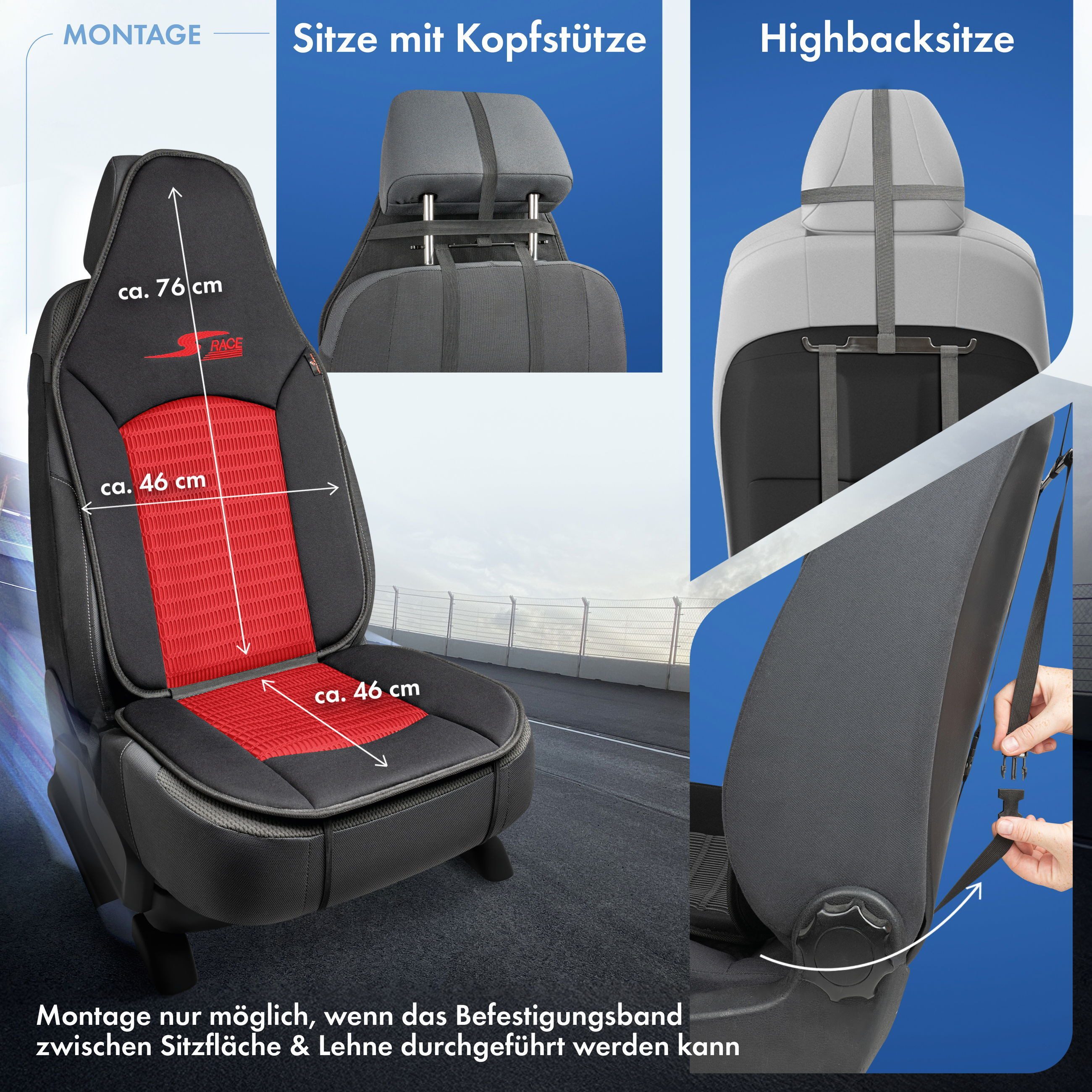 CarComfort Autositzauflage Sitzaufleger S-Race Pilotensit, 1 Stück, 1-tlg. – Bild 5 von 5