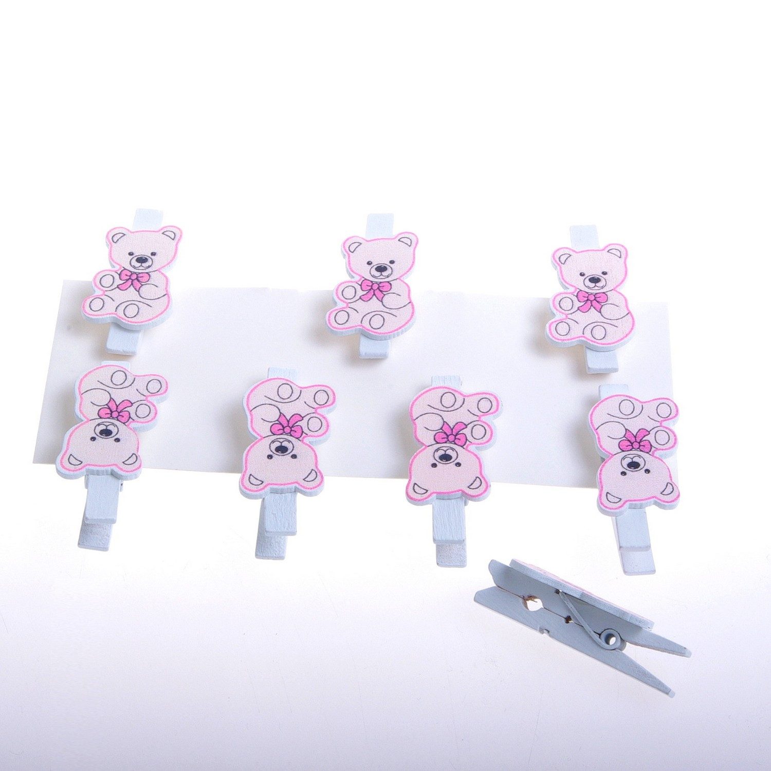 Deko AS Basteldraht Holzklammer "Teddybär" 3x2cm - col.50 rosa -1 VE = 8 Stück - 815 - 50