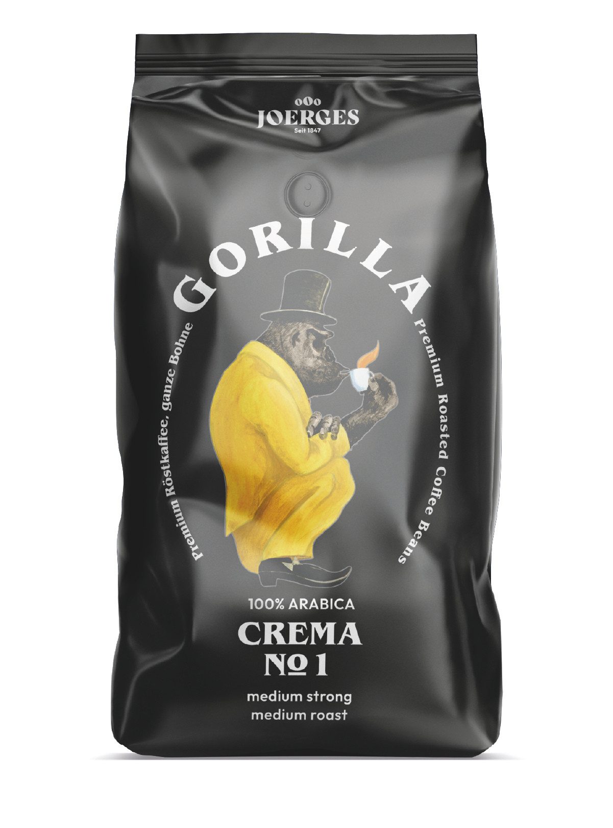 Gorilla Kaffee Gorilla Crema No.1, ganze Kaffeebohnen, 1kg, geröstet, 1 x, Floral, Beerig, Honig