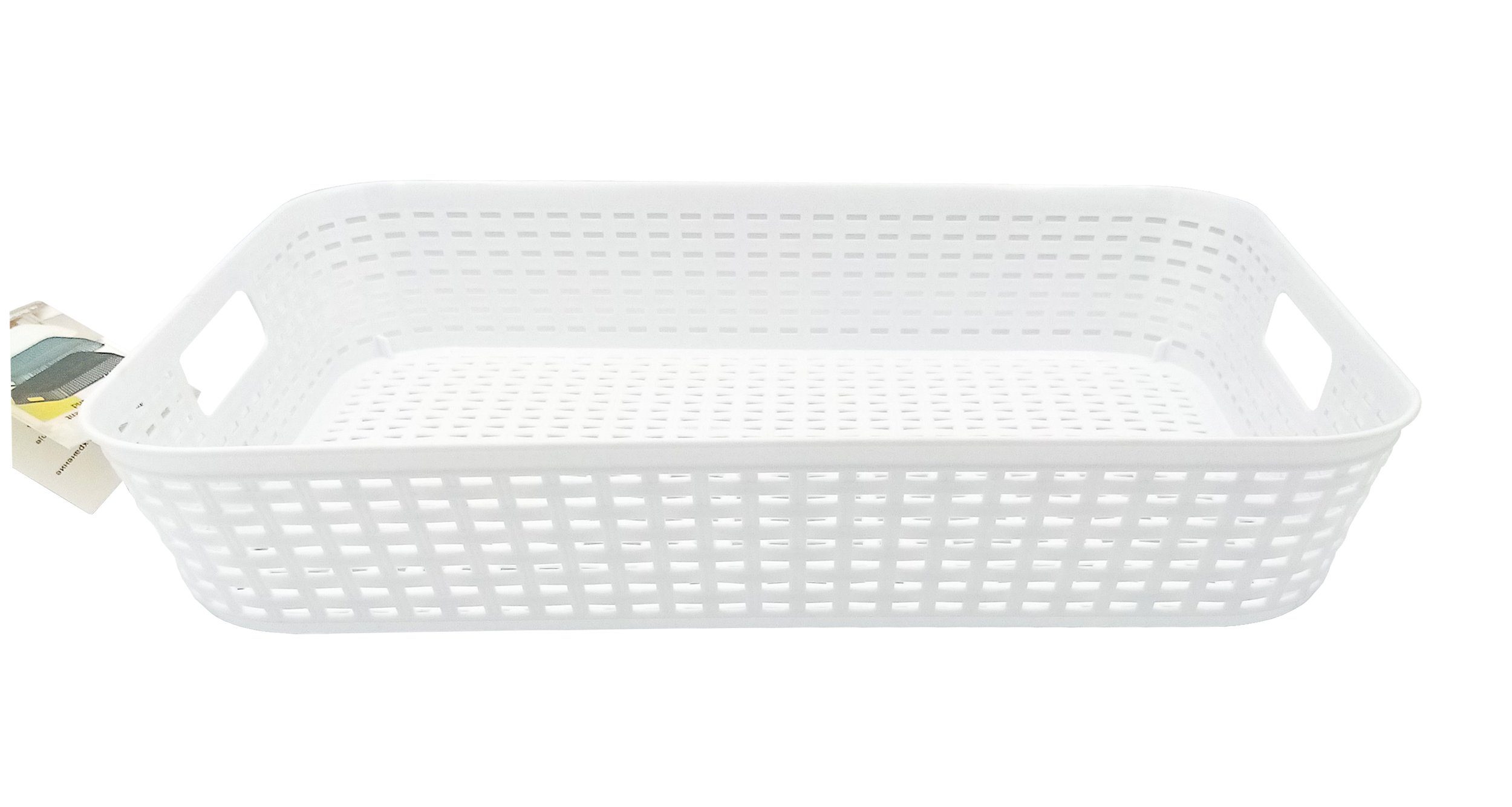 EDCO Aufbewahrungskorb AUFBEWAHRUNGSKORB 35x25x6,5cm Kunststoff Rattan-Optik Körbchen Ablagekorb Kiste Korb 03 (Weiss)