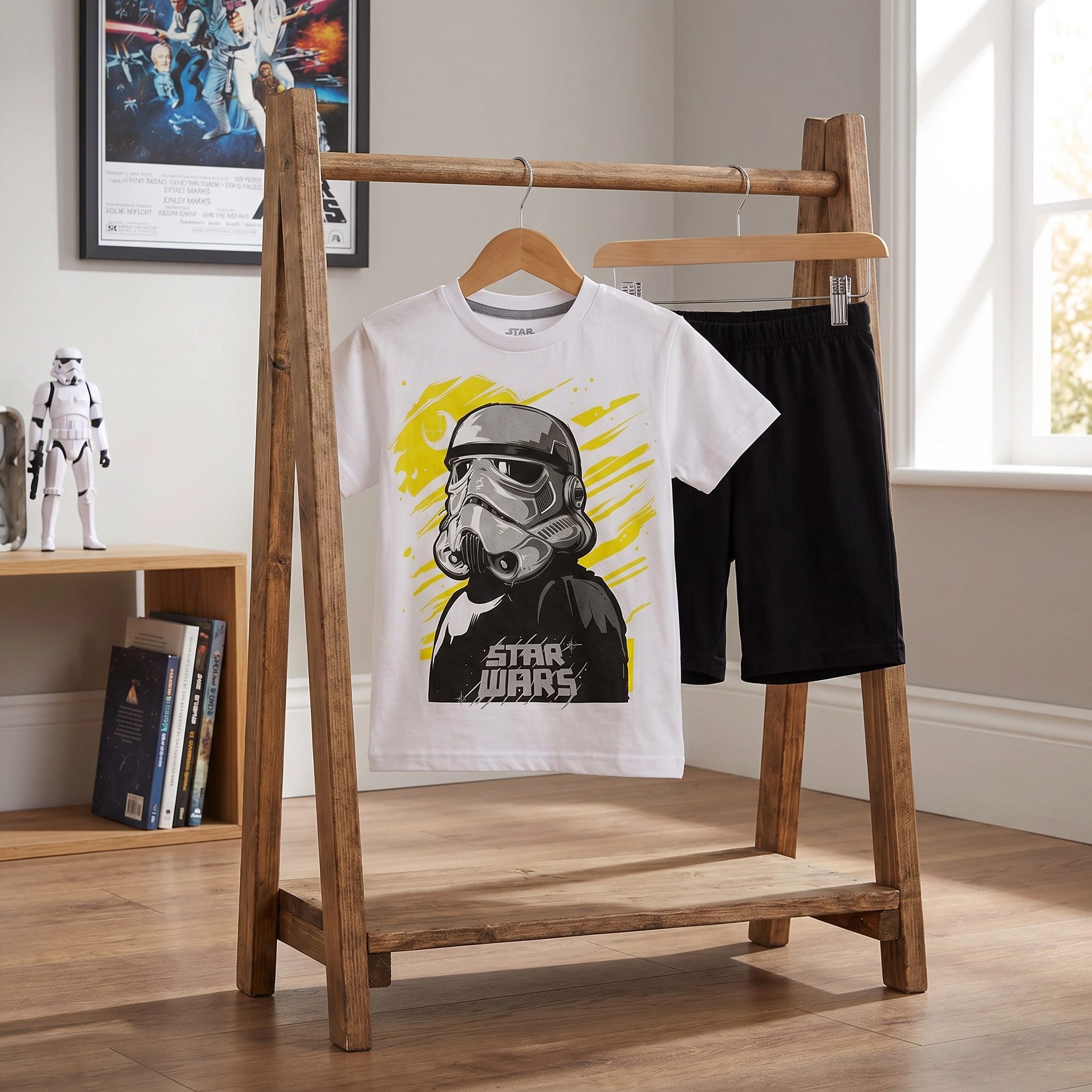 Disney Schlafanzug Star Wars Storm Trooper Kinder Pyjama Schlafanzug kurz 110-140 (Set) Gr. 110 bis 140, 100% Baumwolle