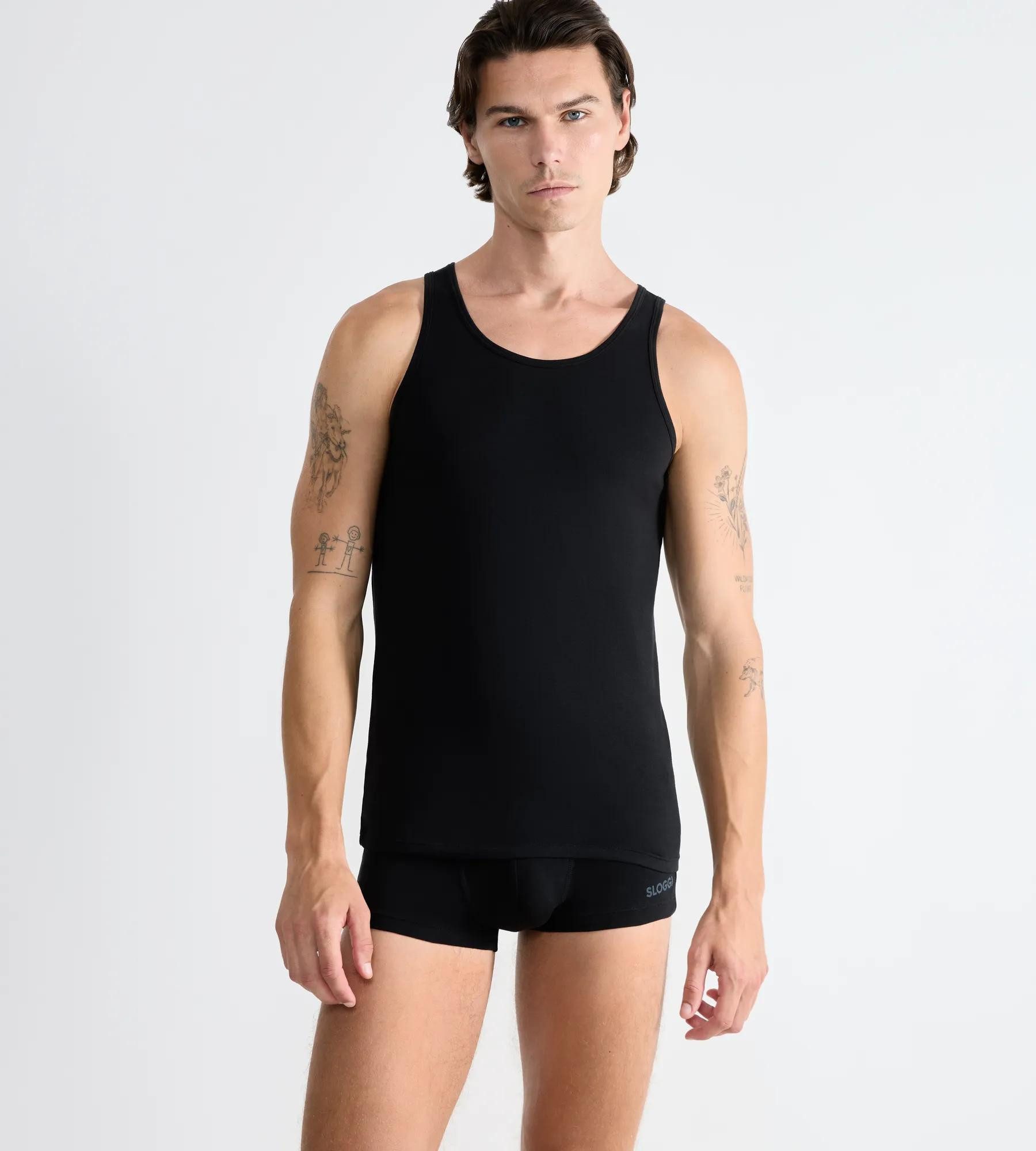 sloggi Tanktop men GO ABC 2.0 (2er Pack) Rundhalsausschnitt, ärmellos, Regular Fit, Baumwollmischung