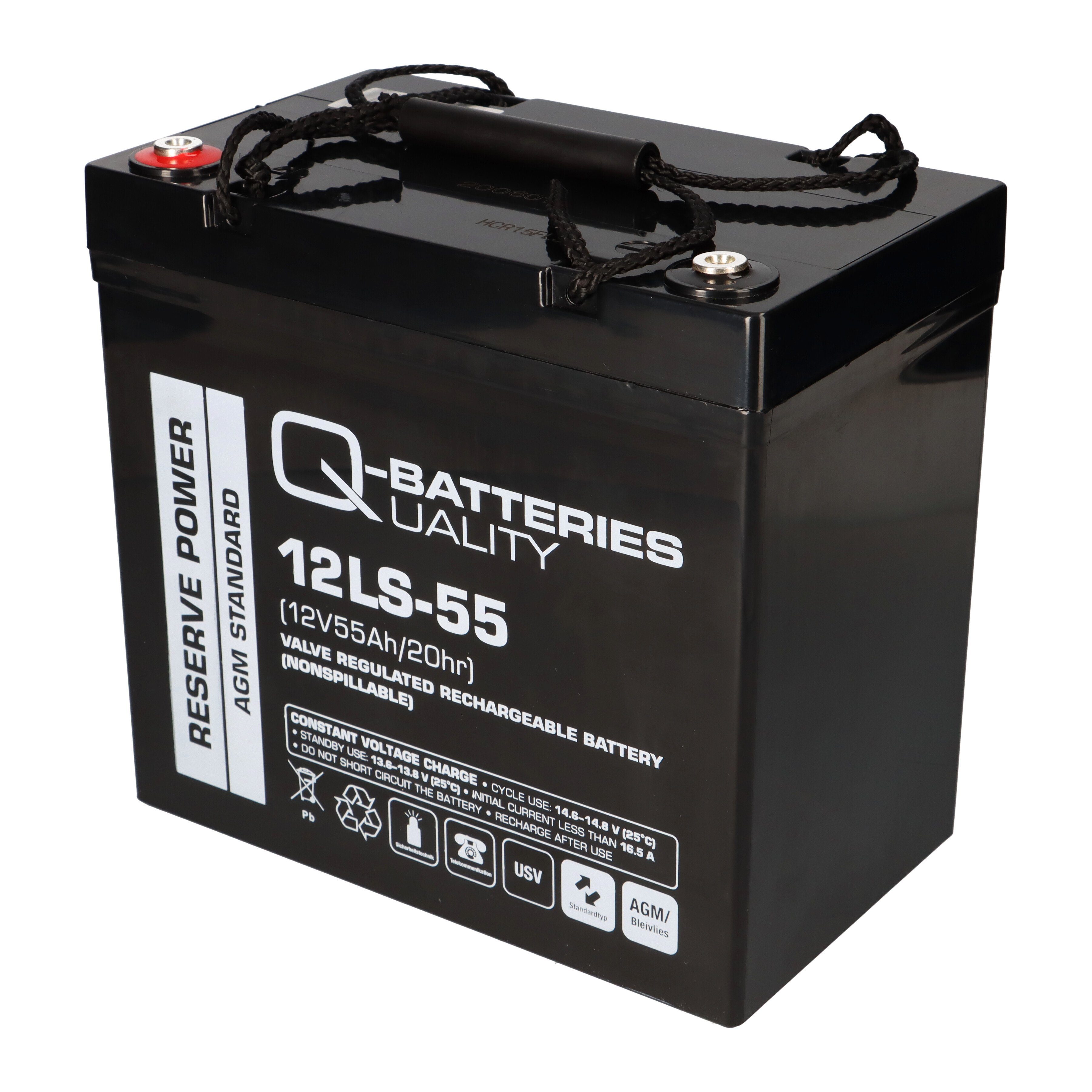 Q-Batteries Akku Blei / 10 55Ah Standard-Typ VRLA Q-Batteries - Bleiakkus 12V 12LS-55 AGM