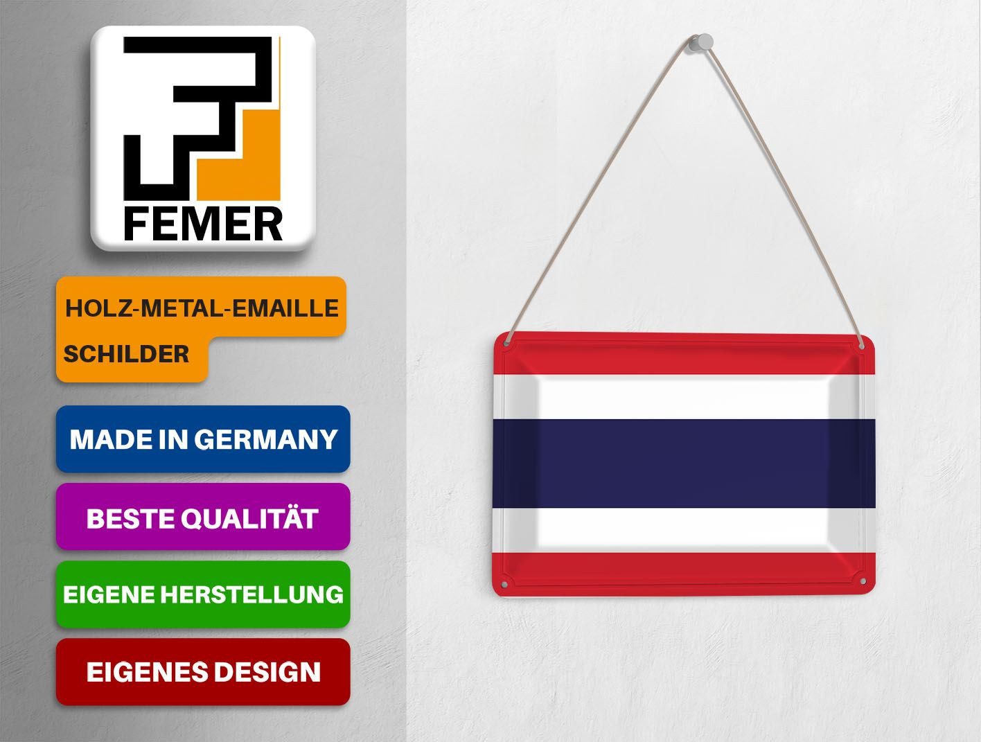 Femer GmbH Postkarte Flagge Thailands 14x10 cm Flag of Thailand, unfrankiert