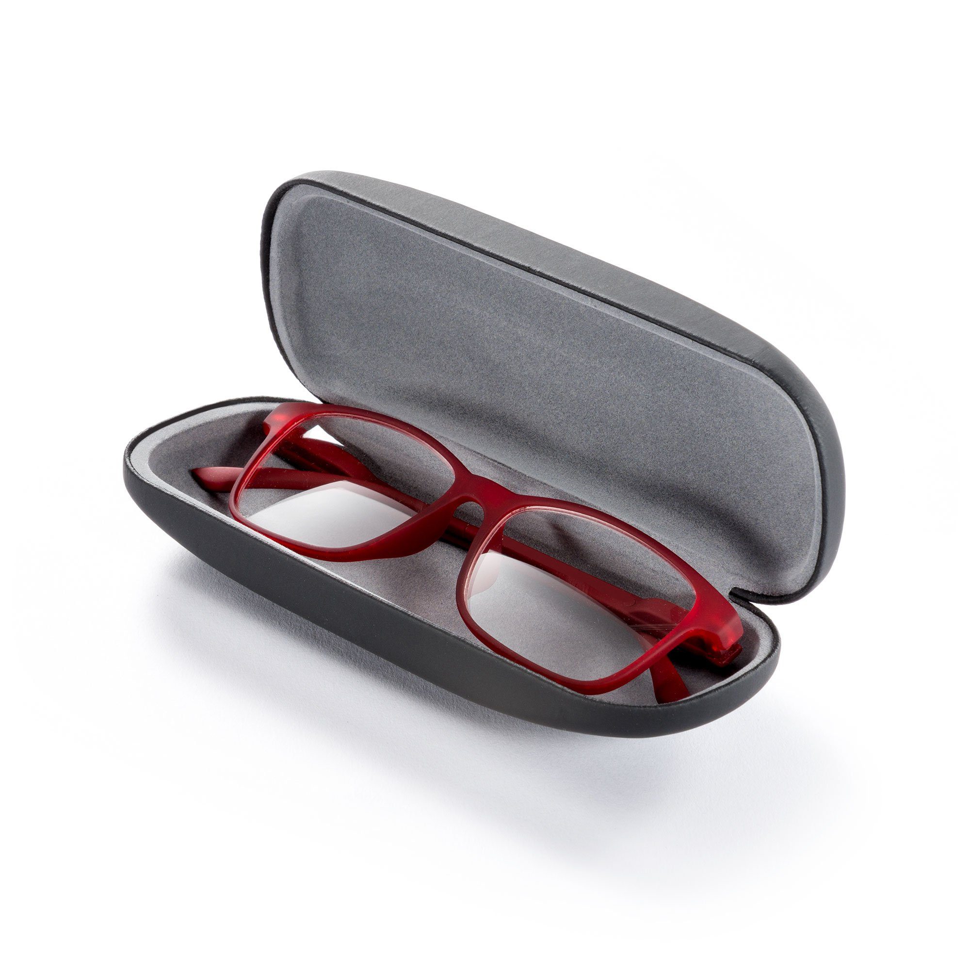 FEFI Brillenetui Softtouch schwarz, seidenmatt (Hardcase), inklusive Mikrofasertuch