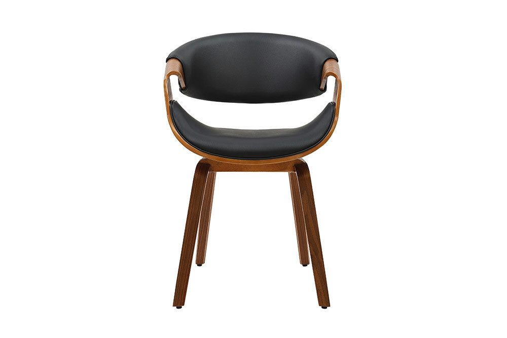 riess-ambiente Armlehnstuhl ORGANIC schwarz/braun – Kunstleder, Walnuss-Holz, mit Armlehnen (Einzelartikel, 1 St), mit Lehne & Retro-Design – ideal für Esszimmer, Büro oder Küche