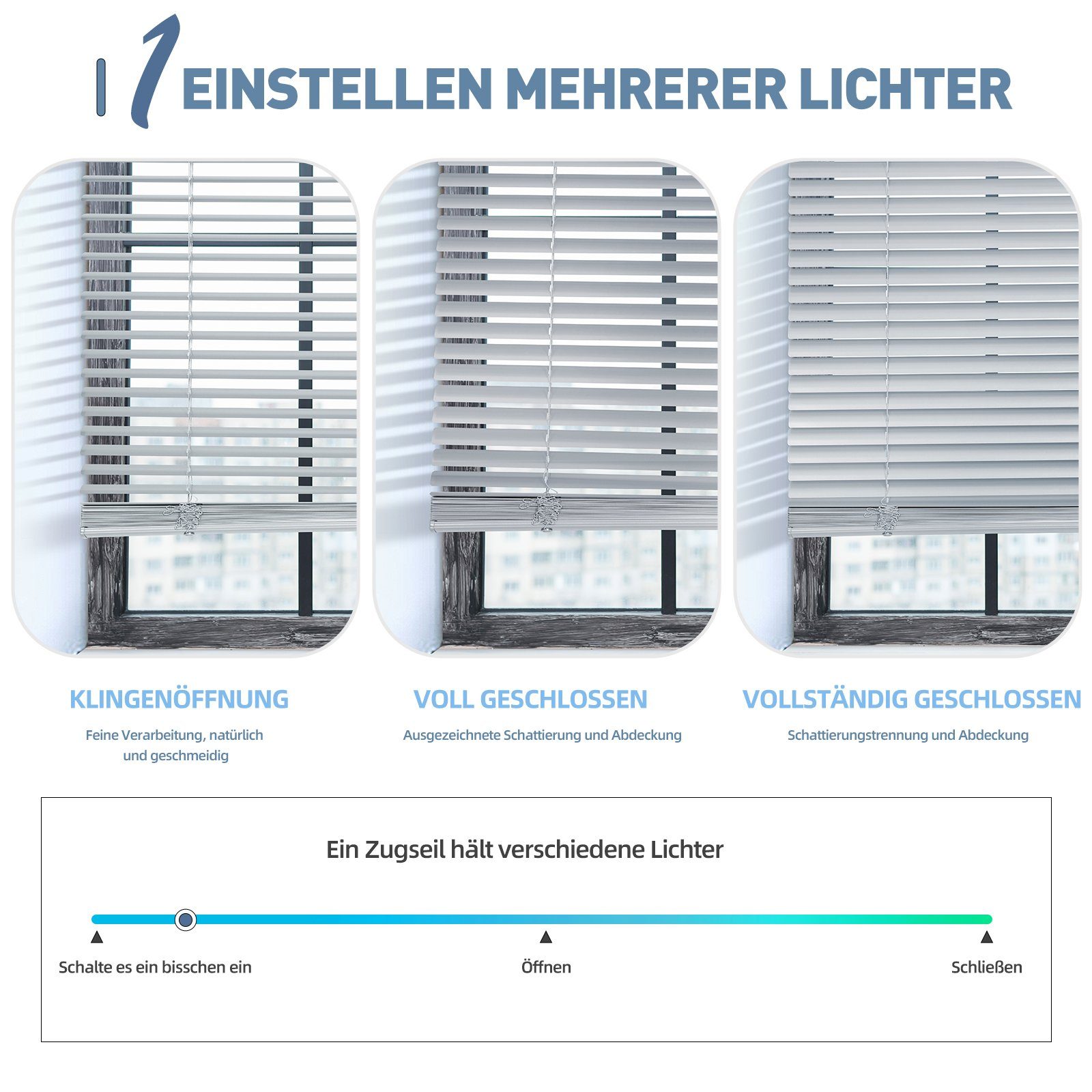 Sekey Jalousie Aluminium-Jalousie ohne Bohren, Klemmfix-Jalousie für fenster, freihängend, 25mm Alu-Lamellen, mit Bohren, inklusive Montagematerial