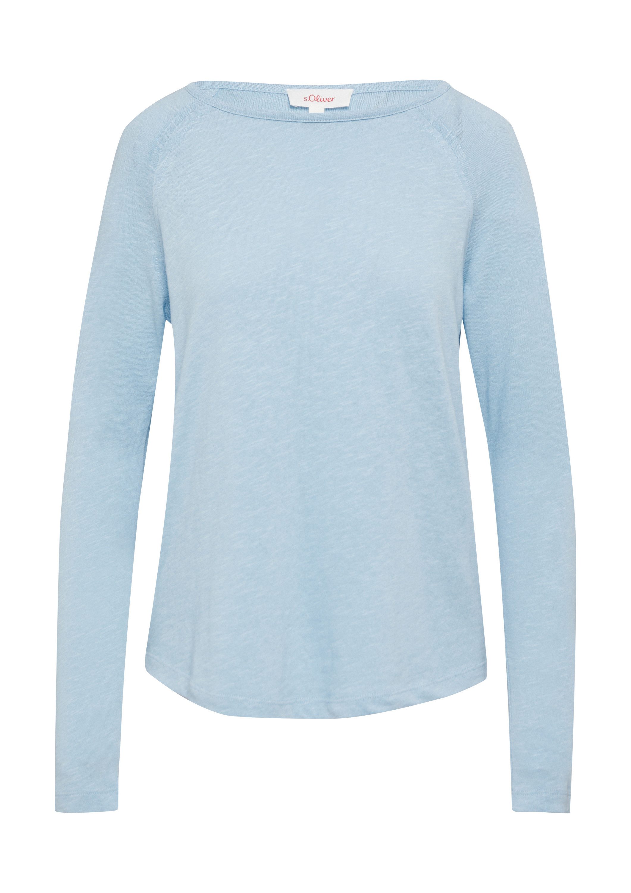 s.Oliver Langarmshirt T-Shirt Langarmshirt mit Raglanärmeln und Flammgarnst günstig online kaufen