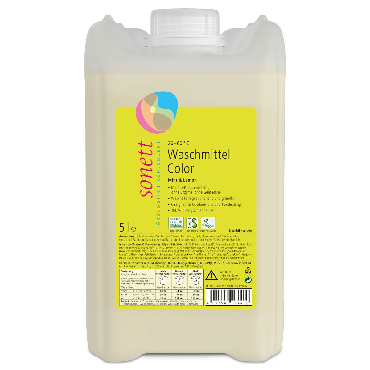 Sonett Sonett Waschmittel Color Mint u. Lemon 5 Liter Colorwaschmittel