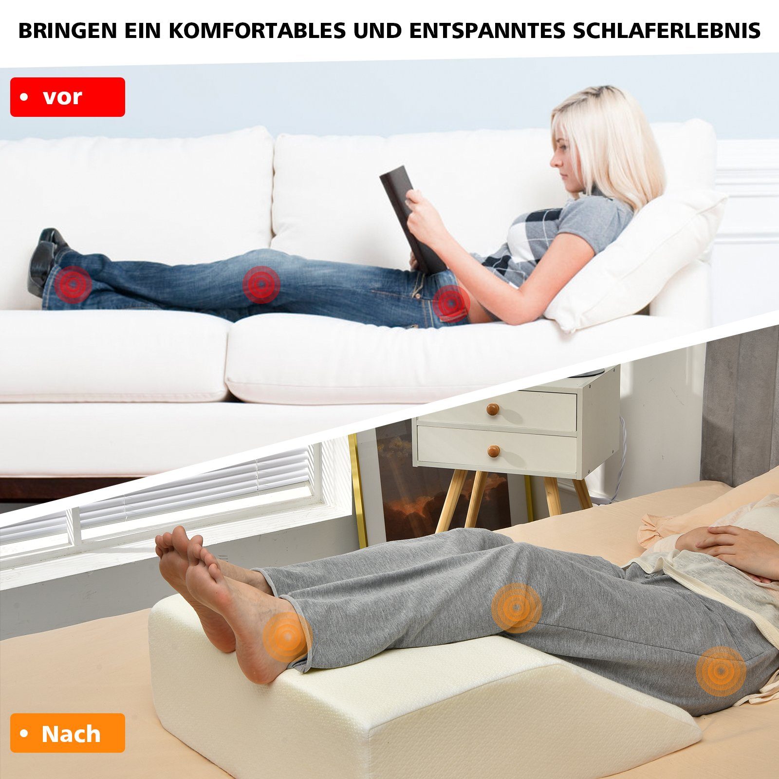 COSTWAY Venenkissen Schlafkissen, mit abnehmbarem Bezug – Bild 4 von 5