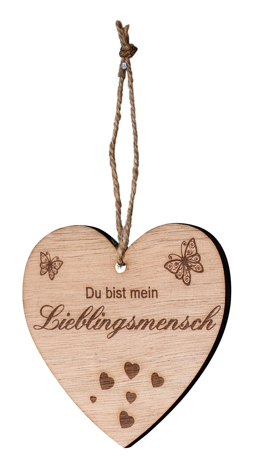 Levandeo® Dekohänger, Herz 9x10cm Birkenholz Sprüche Lieblingsmensch Liebe Deko Holz