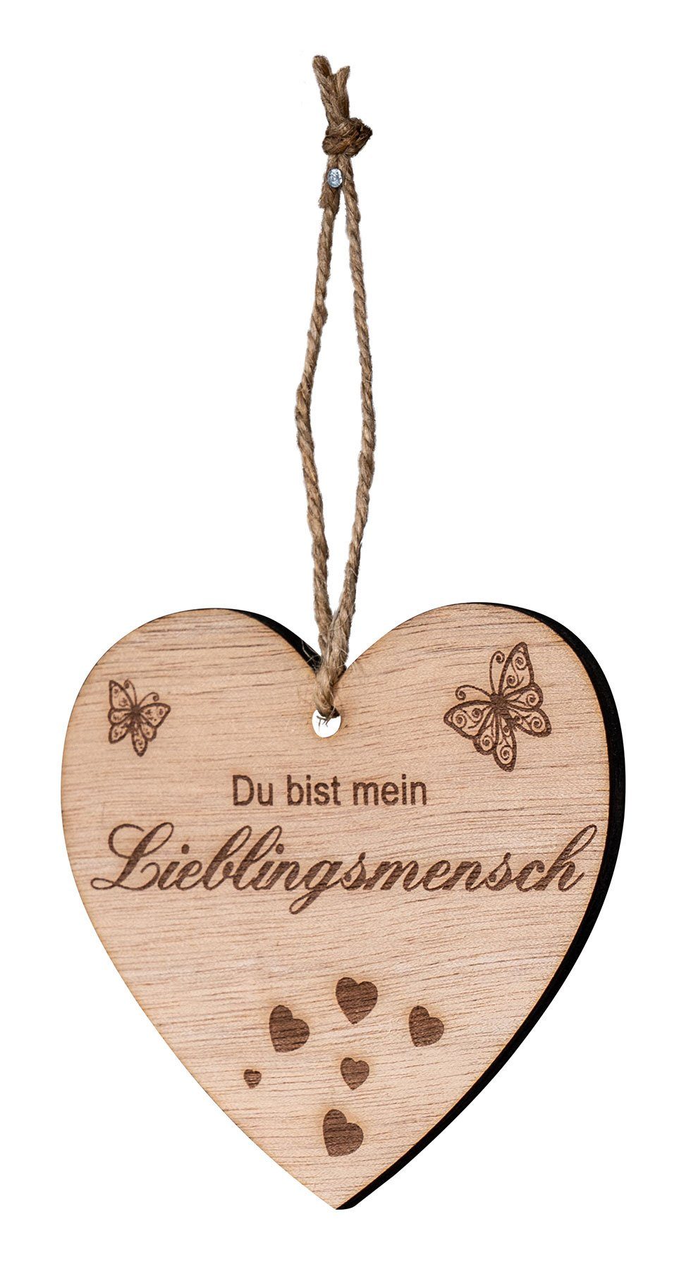 Levandeo® Dekohänger, Herz 9x10cm Birkenholz Sprüche Lieblingsmensch