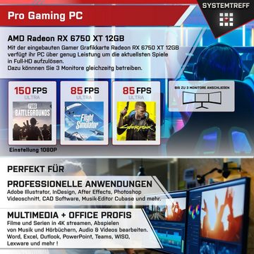 SYSTEMTREFF Gaming-PC (AMD Ryzen 7 7700X, Radeon RX 6750 XT, 32 GB RAM, 1000 GB SSD, Luftkühlung, Windows 11, WLAN)