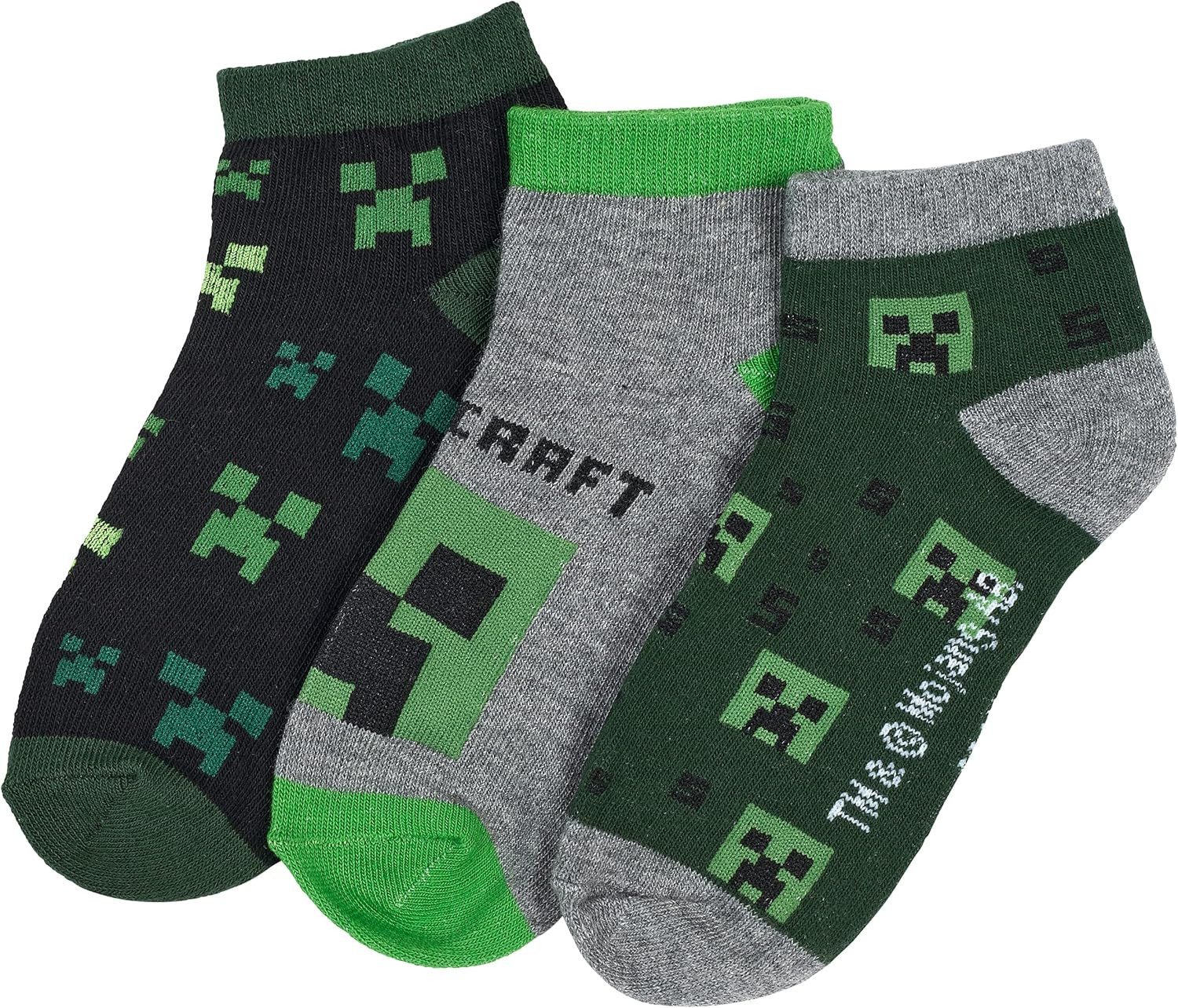 Javoli.com Sneakersocken Minecraft Sneaker Socken Jungen Strümpfe 3er Pack, Gr. 23-26
