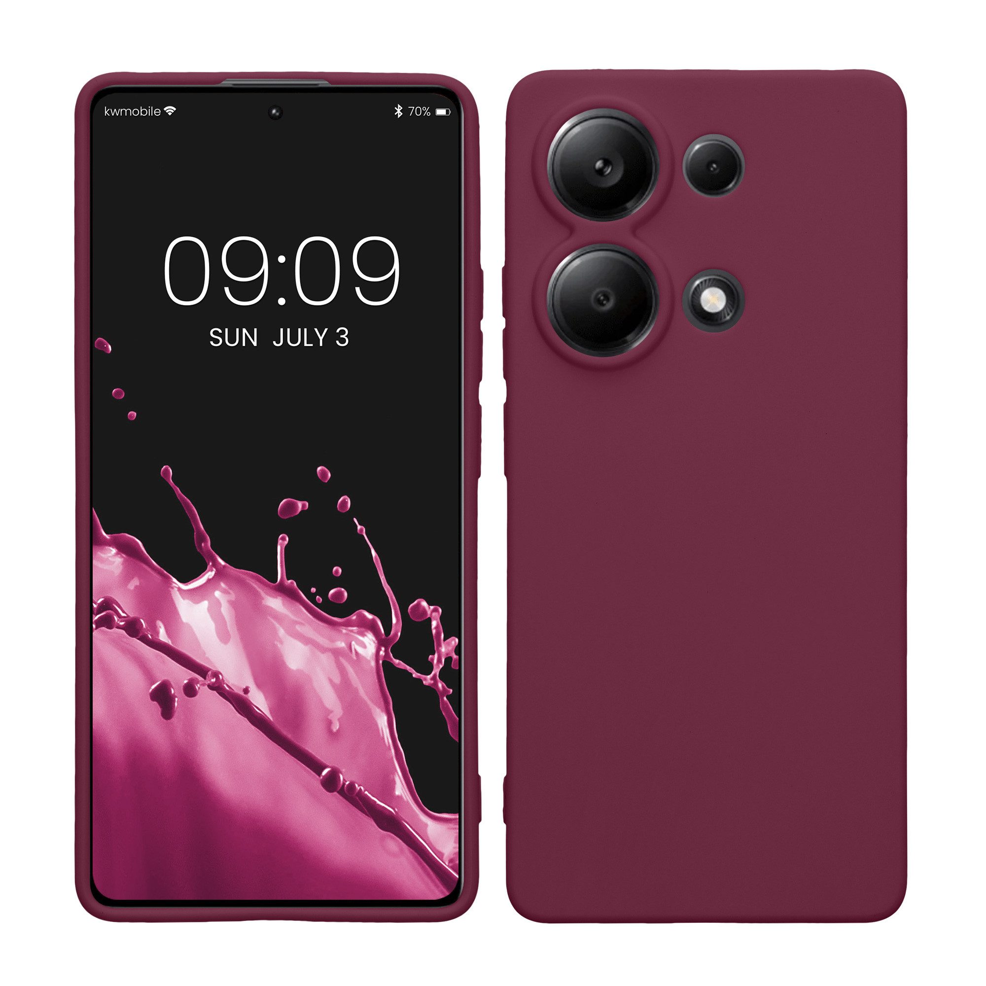 kwmobile Handyhülle Hülle für Xiaomi Redmi Note 13 Pro 4G, Backcover Silikon - Soft Handyhülle - Handy Case in Bordeaux Violett