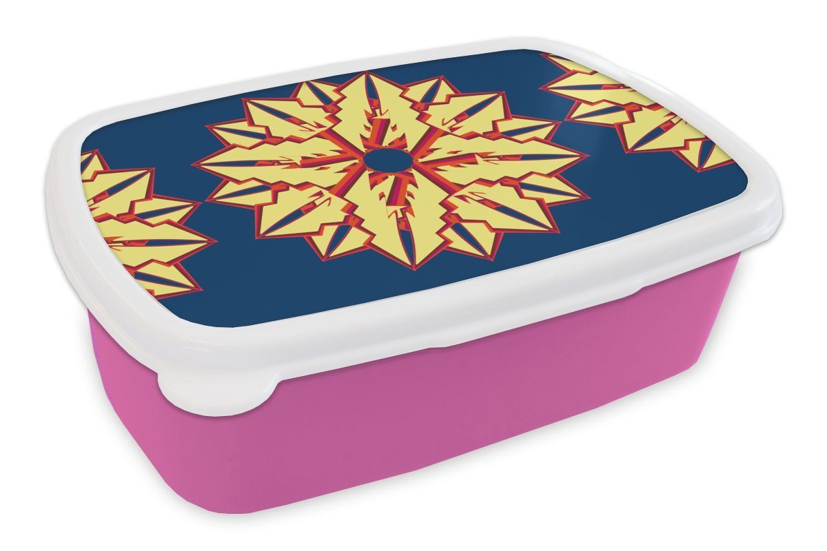MuchoWow Lunchbox Sterne - Muster - Abstrakt, Kunststoff, (2-tlg), Brotbox für Erwachsene, Brotdose Kinder, Snackbox, Mädchen, Kunststoff rosa