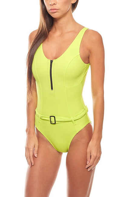 Heine Badeanzug »Shaping-Badeanzug mit Gürtel große Oberweite Schwimmanzug D-Cup Kiwi Grün heine ausgefallene Bademode«