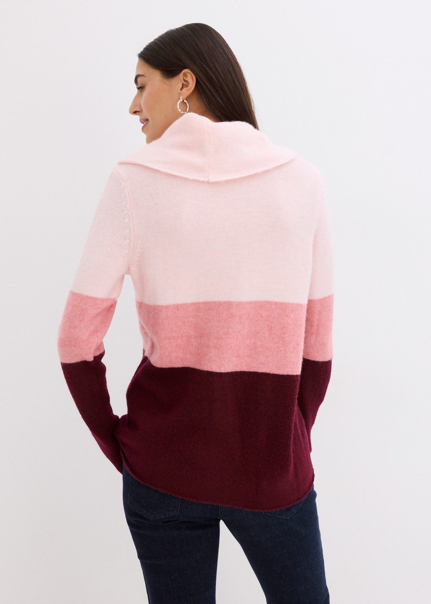 bonprix Rollkragenpullover mit Wasserfallkragen und Colourblocking günstig online kaufen