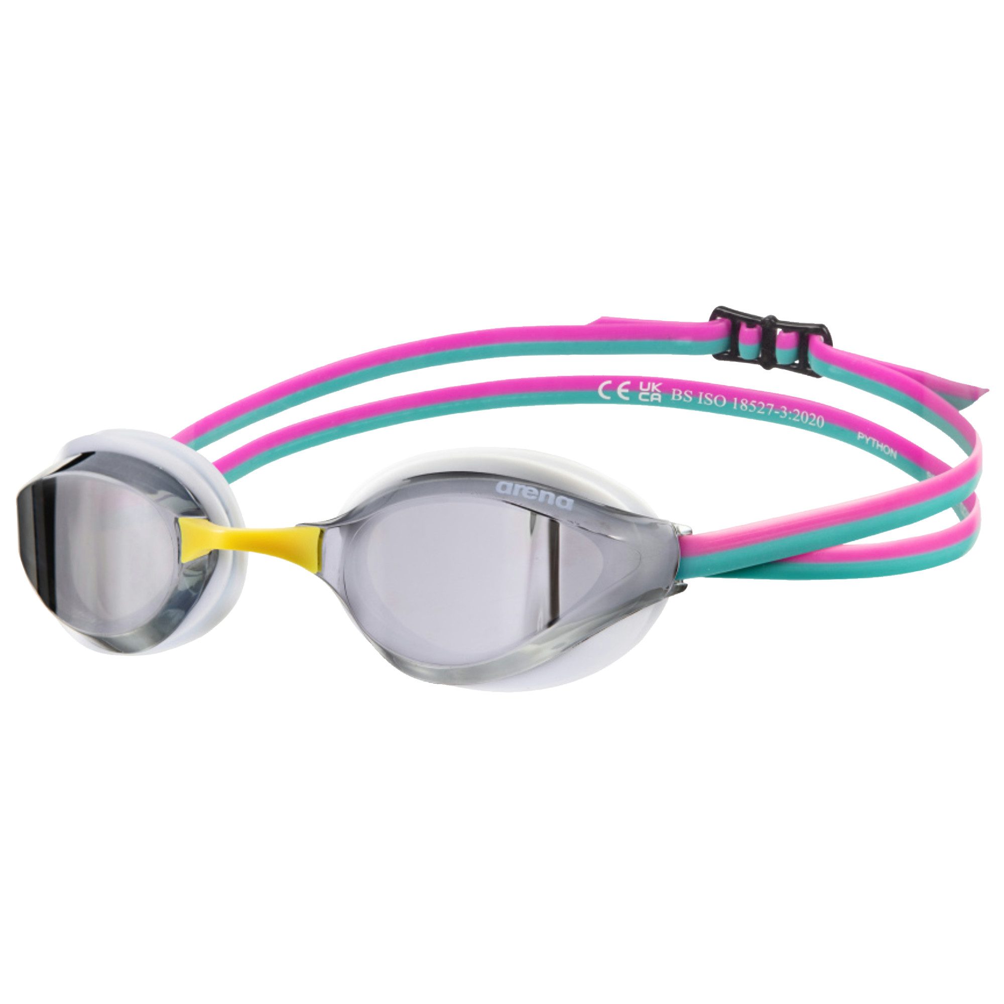 Arena Schwimmbrille arena Python Mirror silver-white-fuchsia, (1-St), Anti-Fog Beschichtung und UV-Schutz