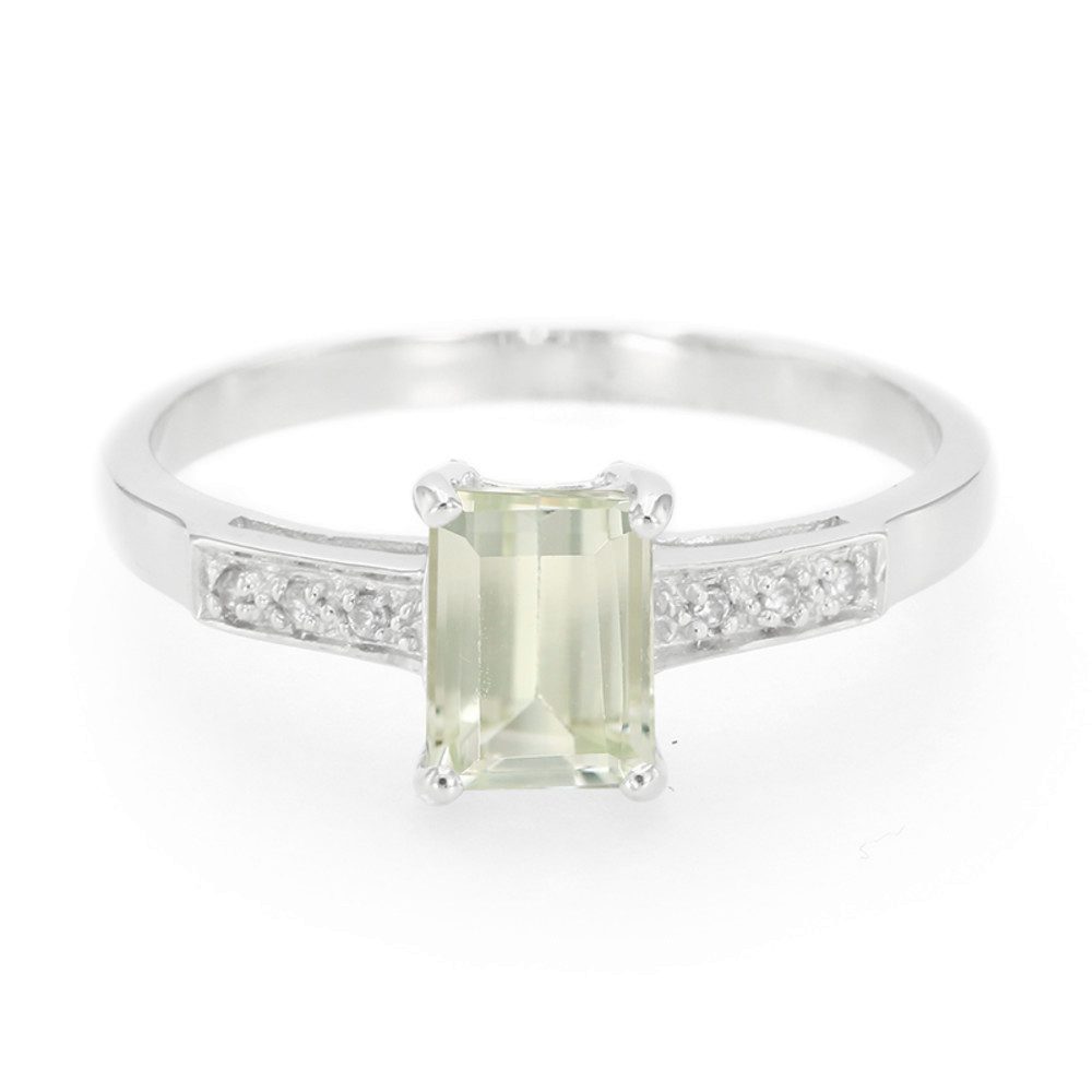 Cavill Silberring Kanariengelber Kunzit Silberring 1,17 ct Oktagonschliff Zirkon (1-tlg)