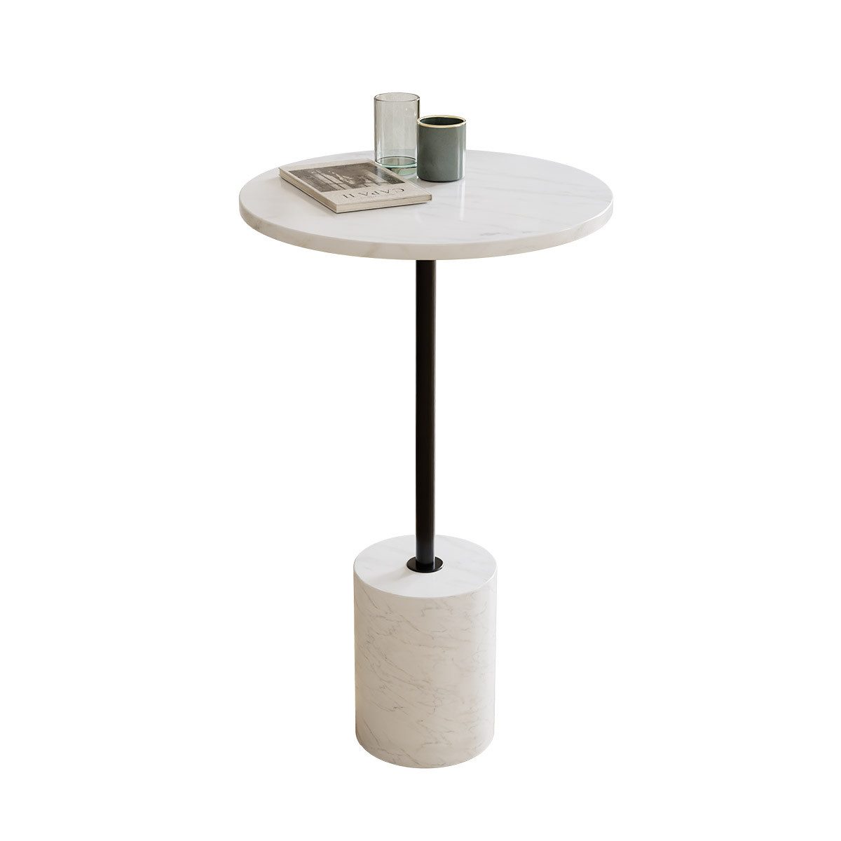 Liadomo Beistelltisch Goro (drei verschiedene Farben), massiver Marmortisch rund Ø 36 cm – für Wohnzimmer & Schlafzimmer
