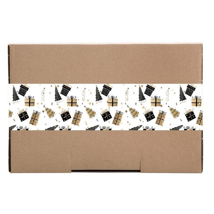 Logbuch-Verlag Geschenkbox 5 Geschenkboxen Kraftpapier + Weihnachtssticker (5 St)