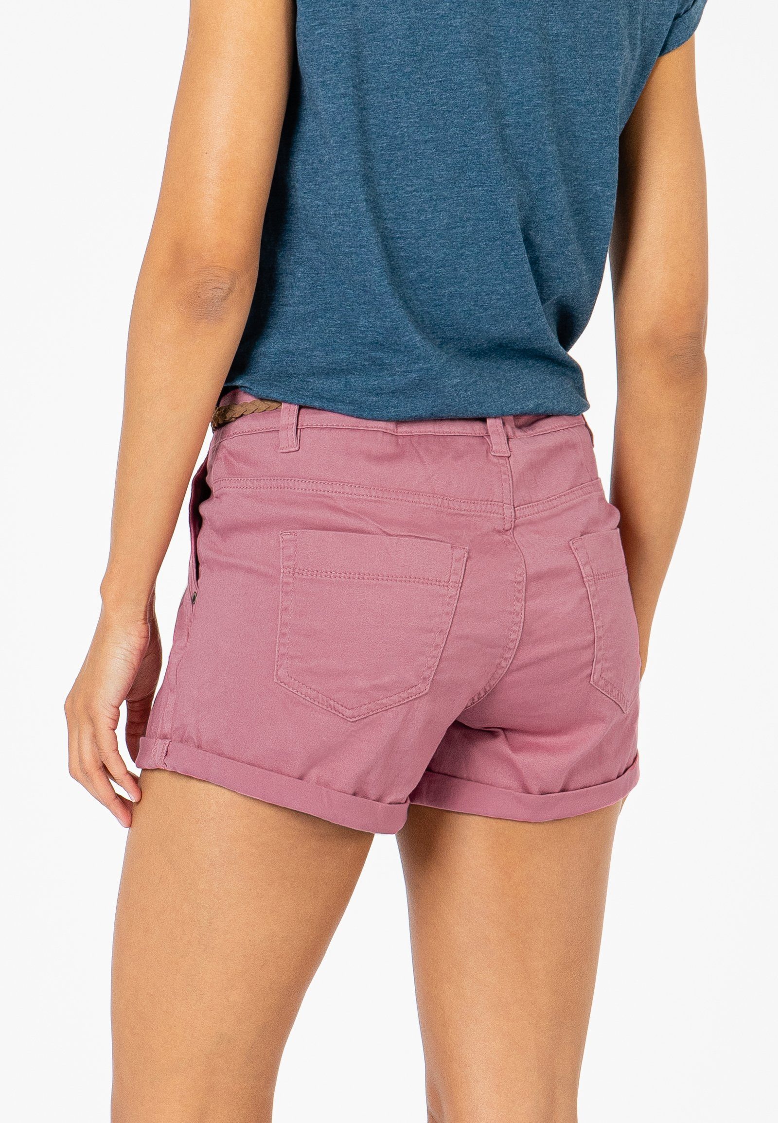 SUBLEVEL Chinoshorts Damen Stretch-Shorts mit Flechtgürtel Sommerhose, Bermudashorts, kurze Chinohose – Bild 2 von 5
