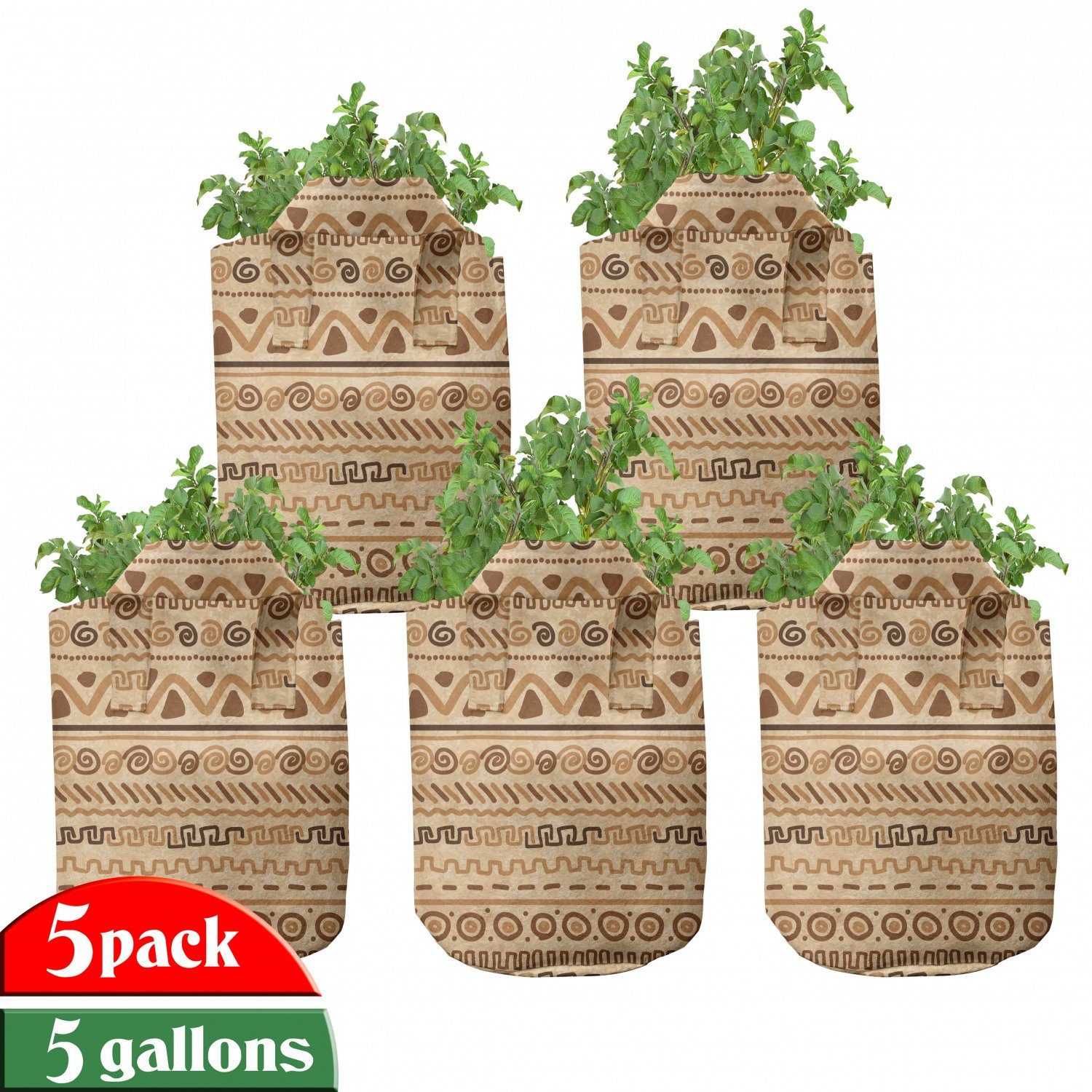 Abakuhaus Pflanzkübel hochleistungsfähig Stofftöpfe mit Griffen für Pflanzen, Sambia Ethnisch | Pflanzkübel