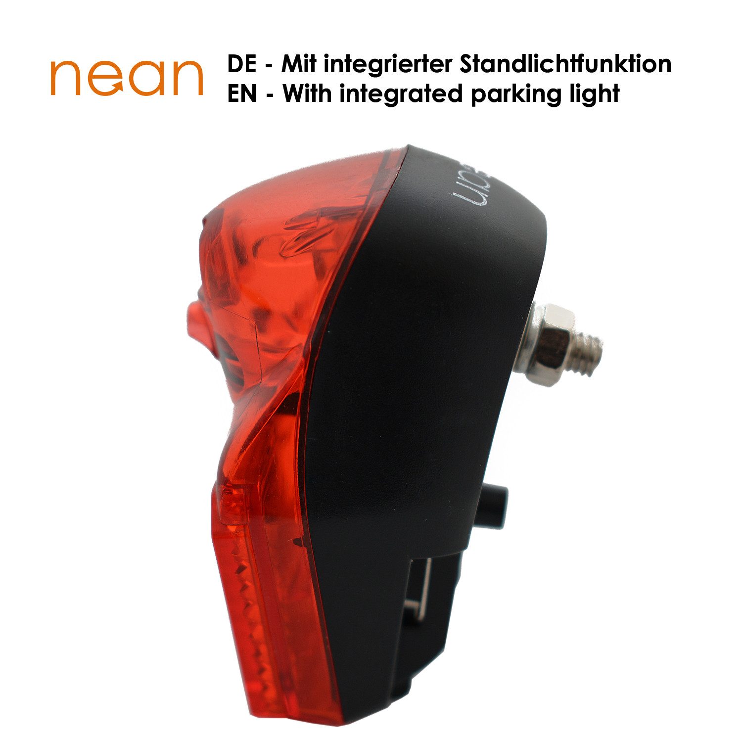 nean Fahrrad-Rücklicht Dynamo, Mit Standlicht, Reflektor und StVZO-Zulassung, 7 Candela