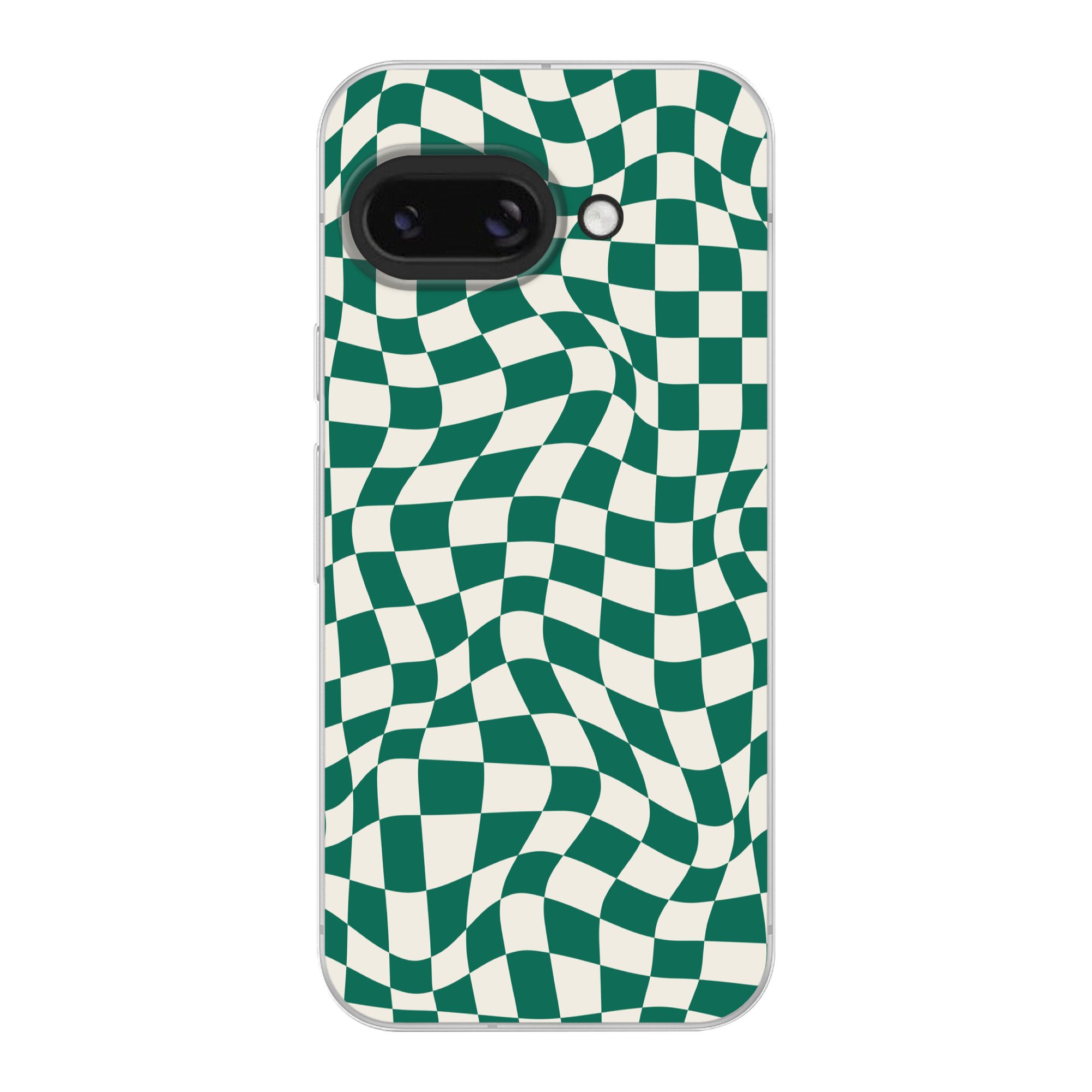 MuchoWow Handyhülle für Google Pixel 9A Gewellte Boxen - Grün - Weiß - Abstrakt, Phone Case, Silikon, Schutzhülle Dünn