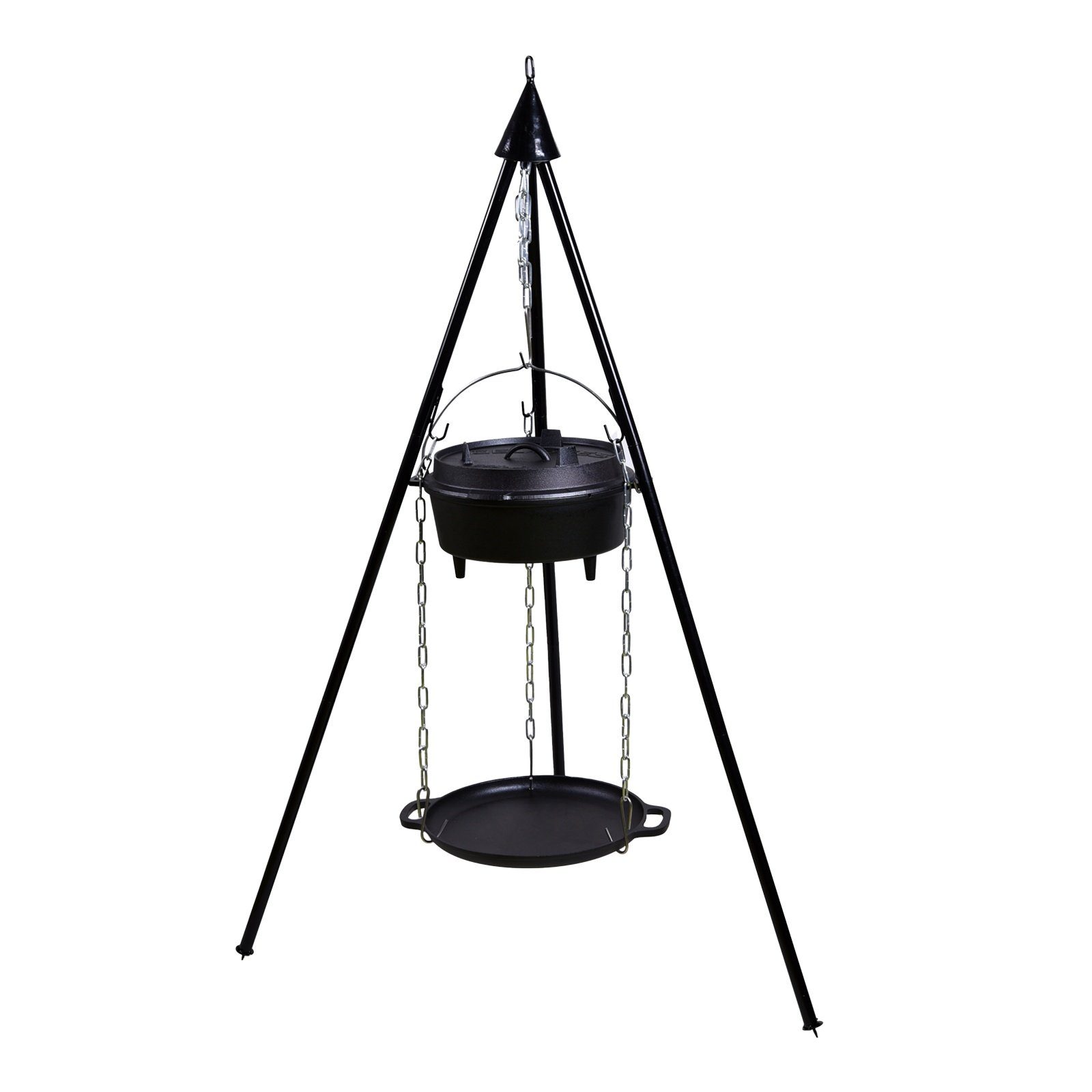 TP Schmortopf Dutch Oven, Feuertopf Geschenk-Set in Holzkiste Potjie Kessel aus Guss