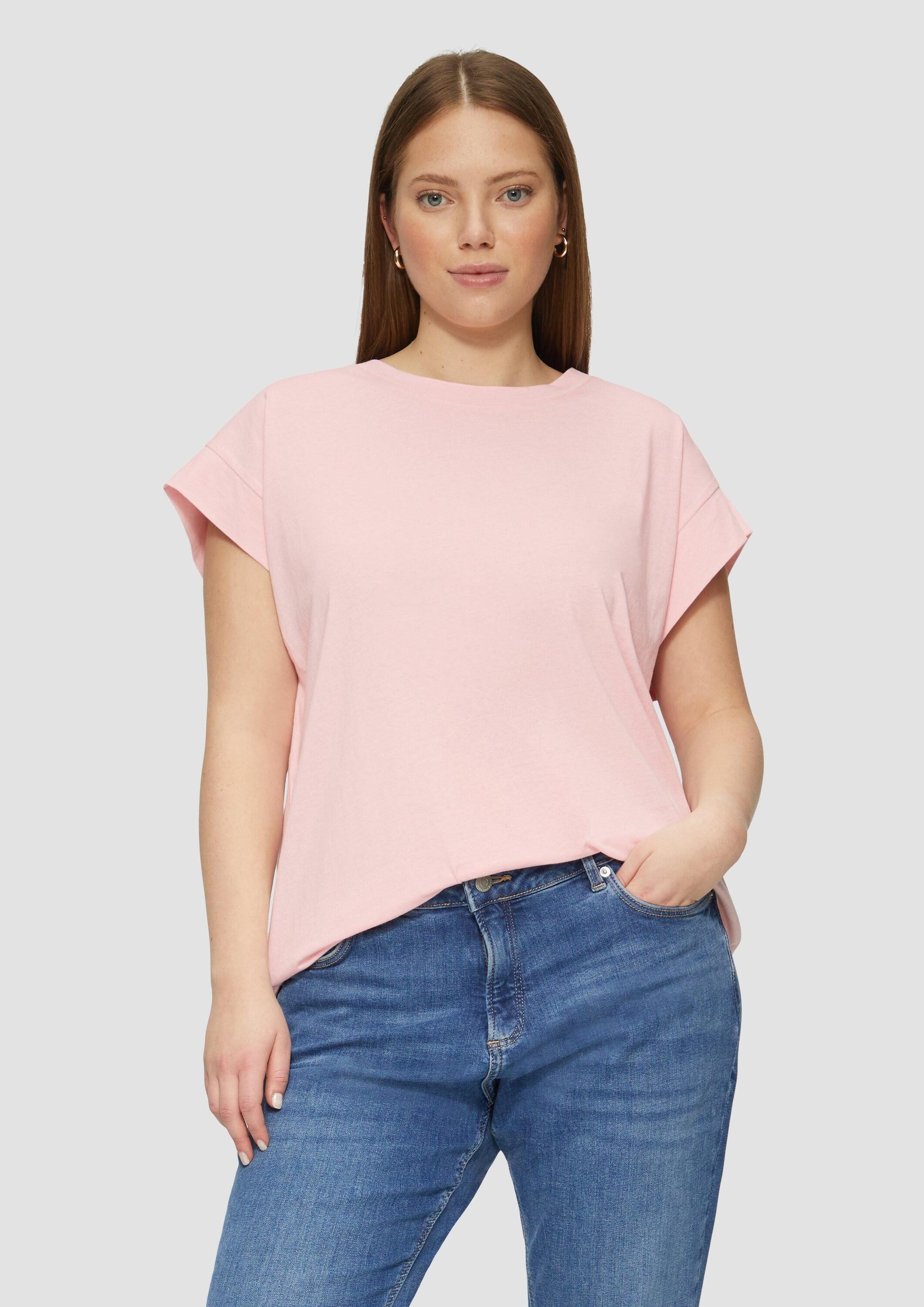 QS Kurzarmshirt T-Shirt Baumwollshirt mit Schulterdetail günstig online kaufen