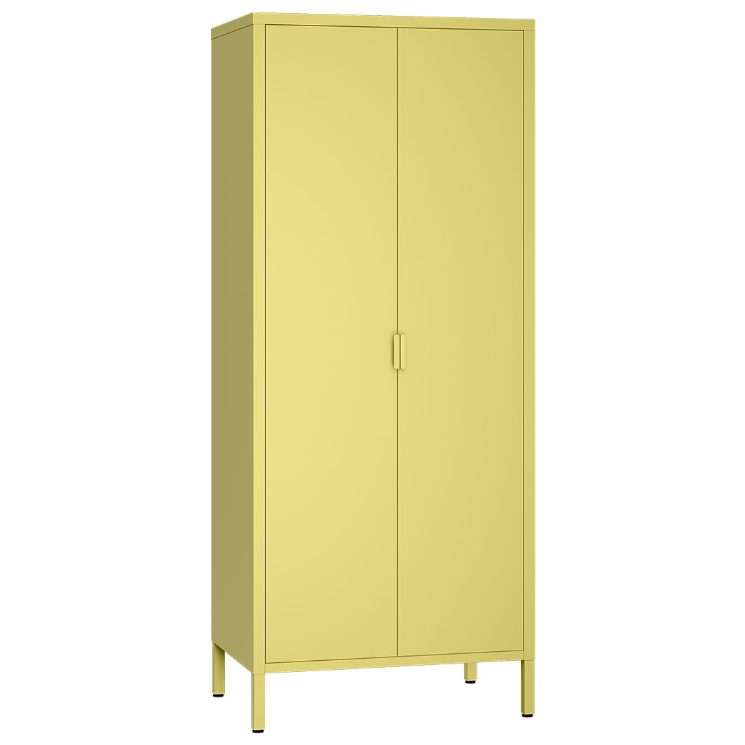 skølm Kleiderschrank Ituri aus Metall (Gelb) Metallschrank mit 6 Fächern & 2 Kleiderstangen, 170x80x45 cm