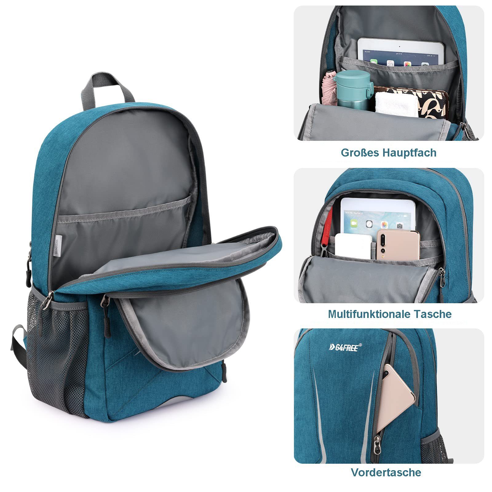 Tagesrucksack Wander- Schulrucksack, Ultraleichter Reise- G4Free 16L Mini Blau