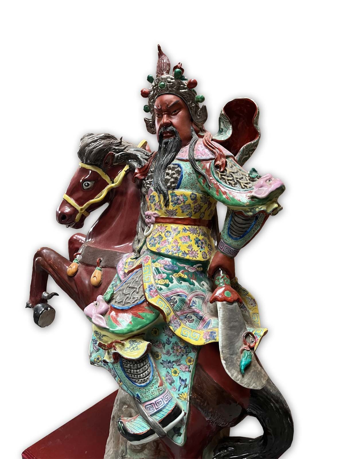 Skulptur Yu Pferd Krieger Guan Asien auf Porzellan Skulptur LifeStyle China