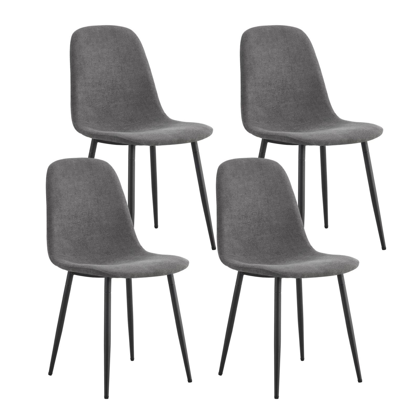 SEEZSSA Esszimmerstuhl 4er Set Esszimmerstühle Polsterstuhl mit Stahlbeinen in Schwarz, 43 cm x 40 cm x 87.5 cm Grau