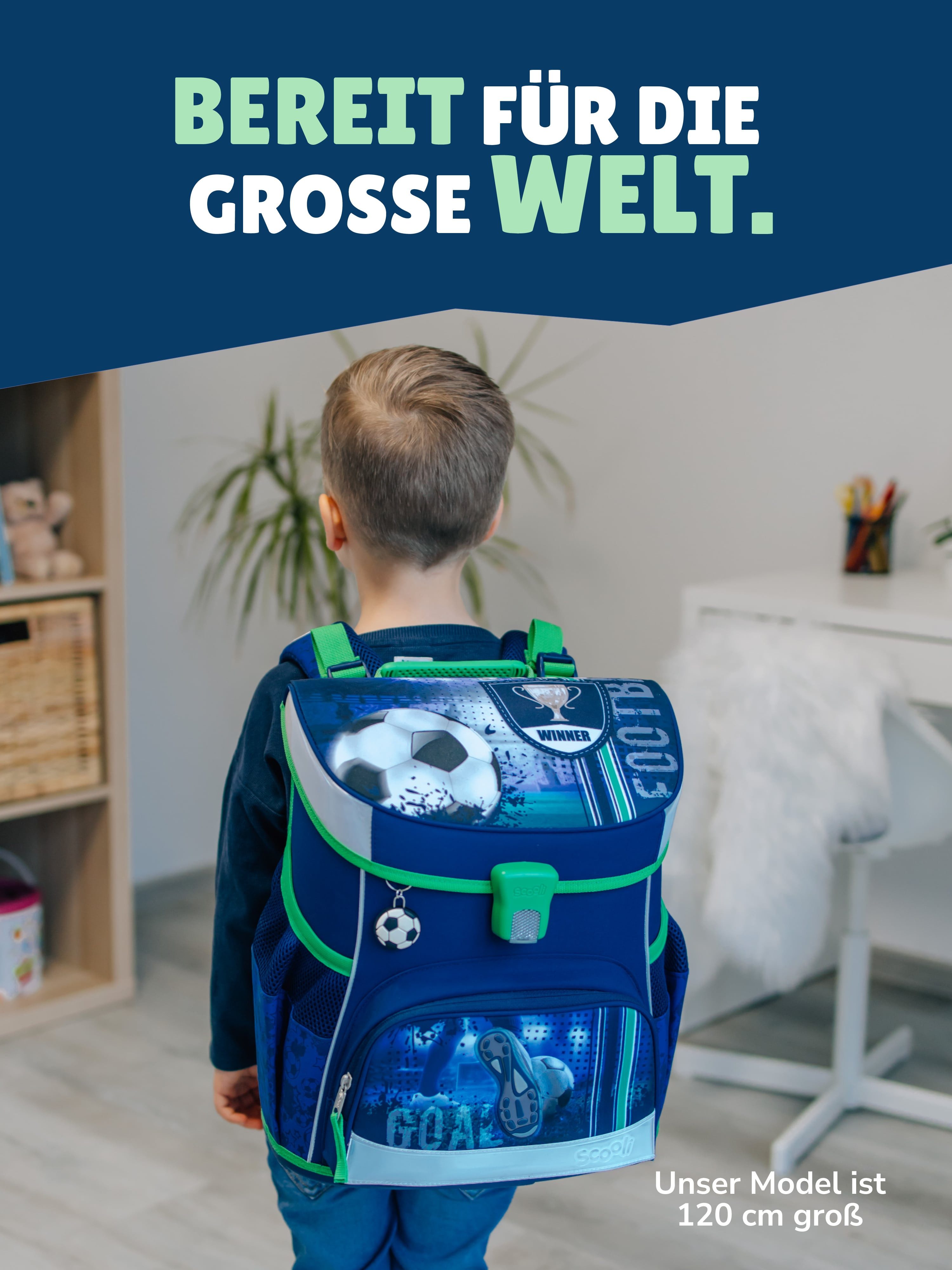 Scooli Schulranzen CampusFit Fussball Schultasche 1.-4. Klasse (Set, 5-tlg., inkl. Federmappe), FOOTBALL Fussball