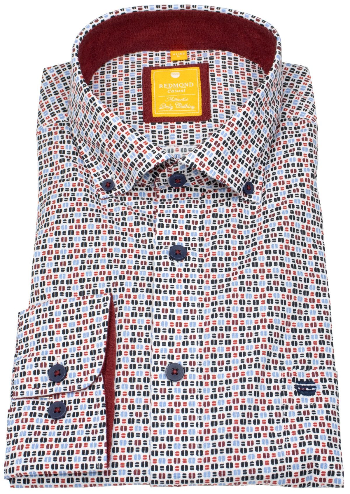 Redmond Langarmhemd leicht tailliert Button-Down-Kragen günstig online kaufen