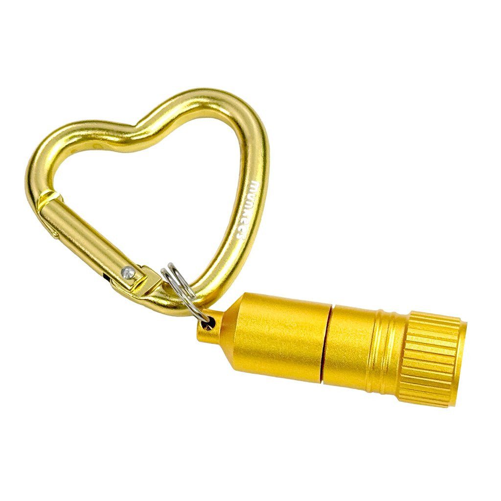 Munkees Taschenlampe Mini LED-Leuchte mit Herz-Karabiner, gold (Einzelartikel, 1-St), kompakt, leicht, Karabiner