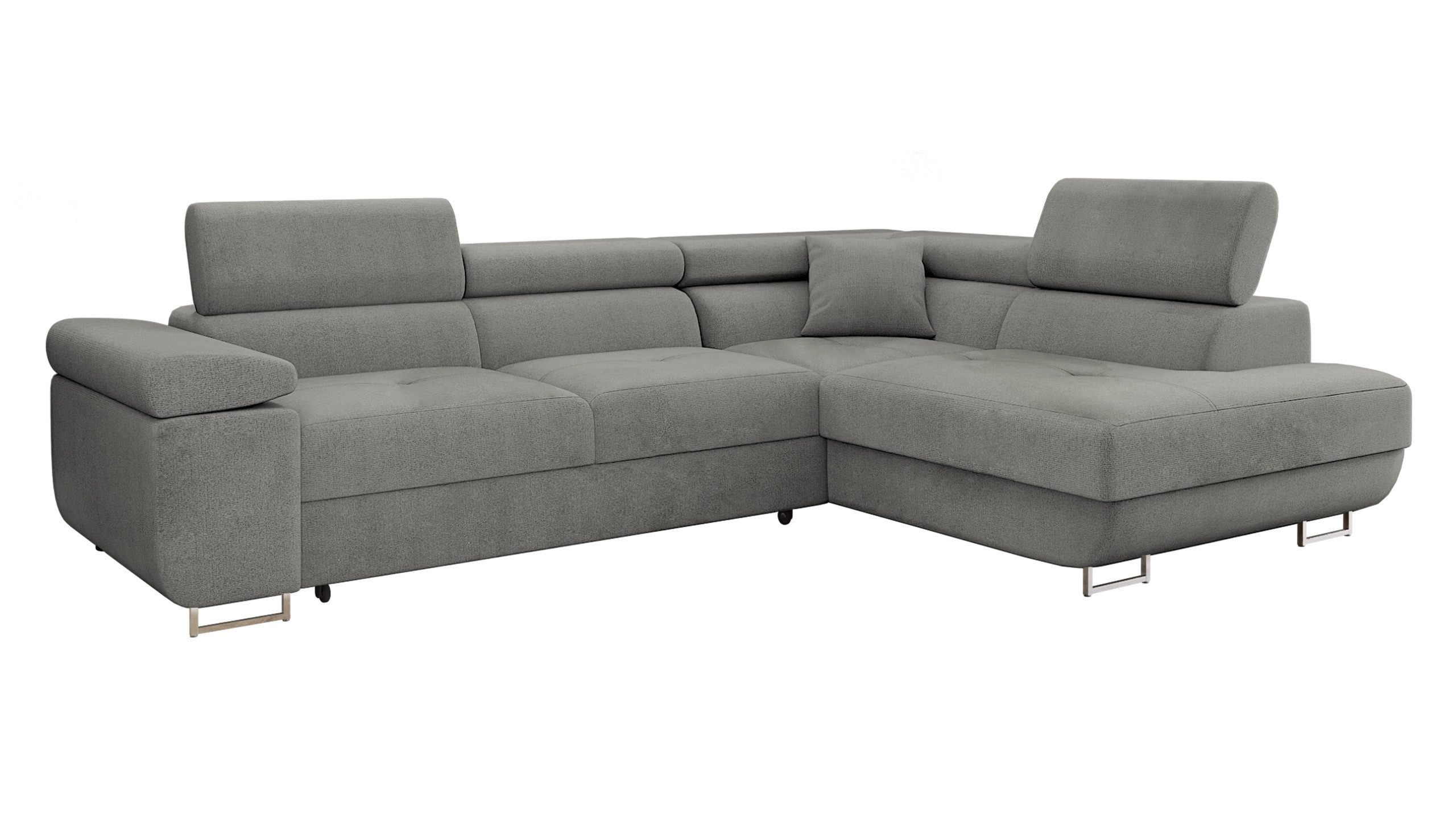 MIRJAN24 Ecksofa Torezio, mit Bettkasten und Schlaffunktion, Einstellbare Kopfstützen, 274x203x70-90 cm