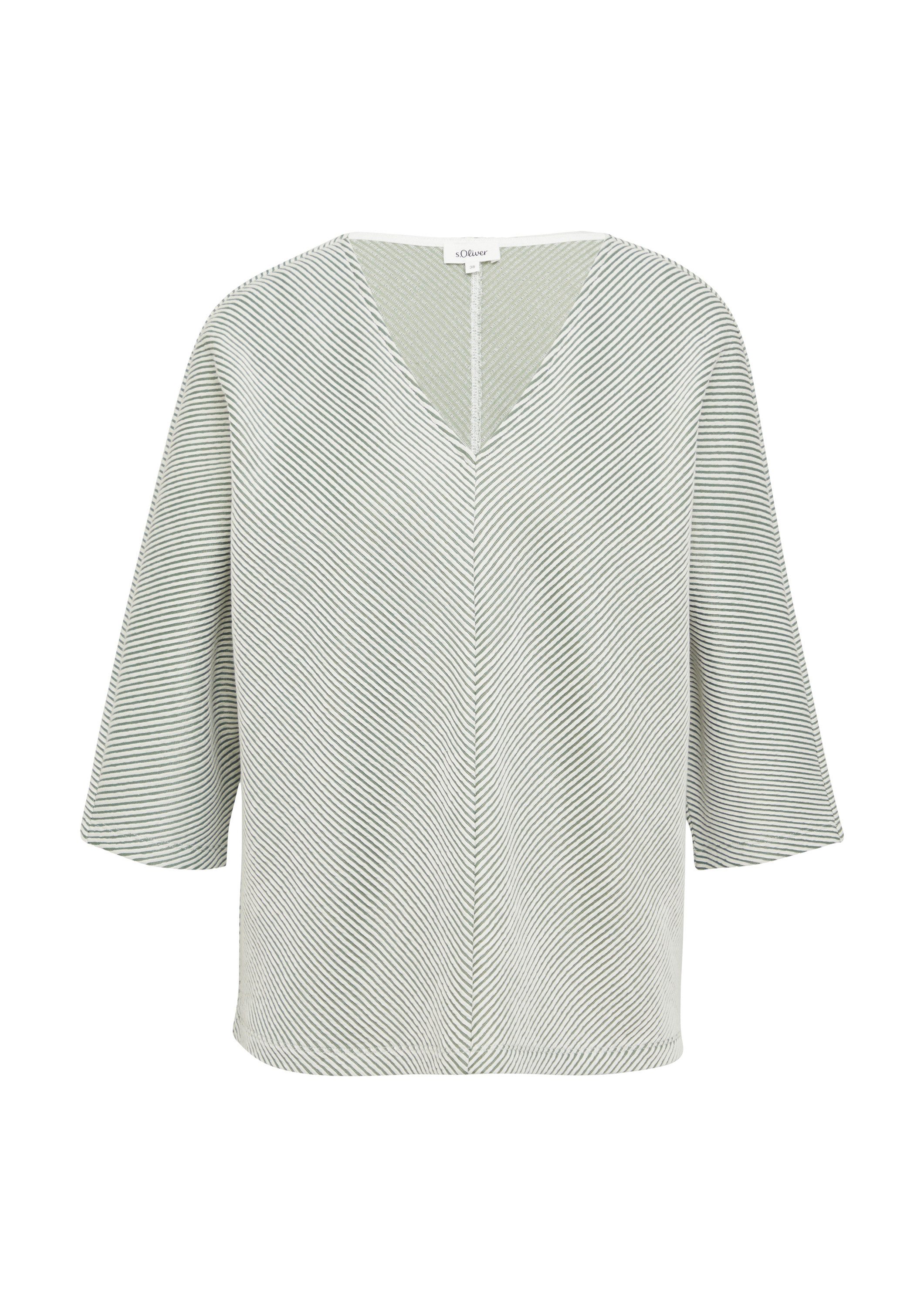 s.Oliver 3/4-Arm-Shirt T-Shirt Shirt mit Strukturstreifen und Fledermausärm günstig online kaufen