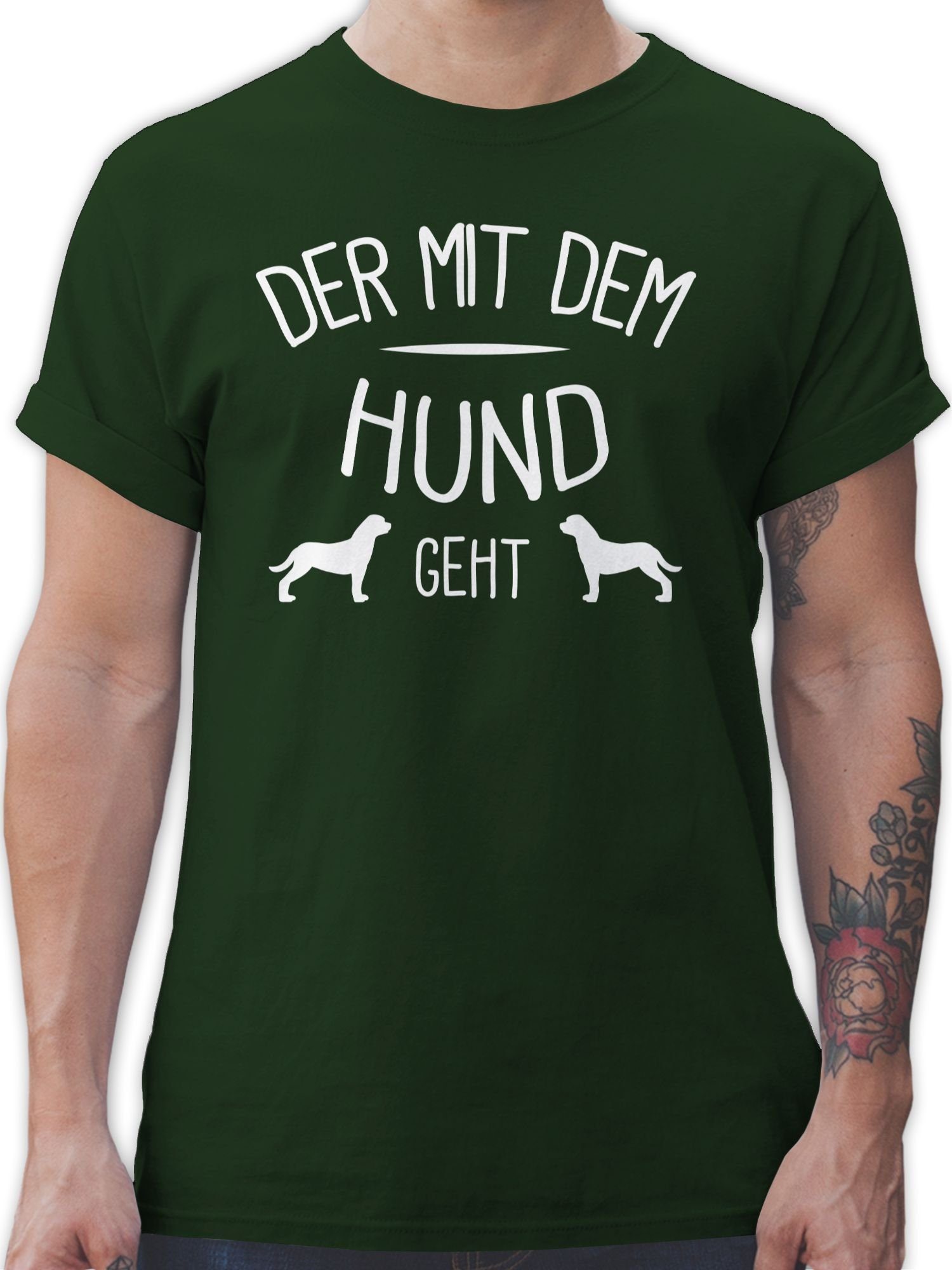 T-Shirt Der mit dem Hund geht weiß