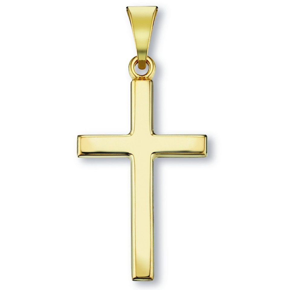 ONE ELEMENT Kettenanhänger Kreuz Anhänger aus 333 Gelbgold, Damen Gold  Schmuck, Abmessung / Motiv : 28 mm x 13 mm x 1,5 mm