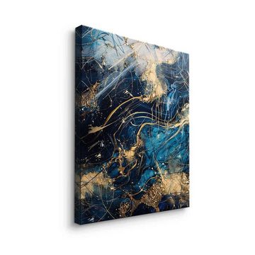 DOTCOMCANVAS® Leinwandbild Blue Thunder, Leinwandbild Abstrakte Kunst moderne Kunst hochkant gold schwarz blau