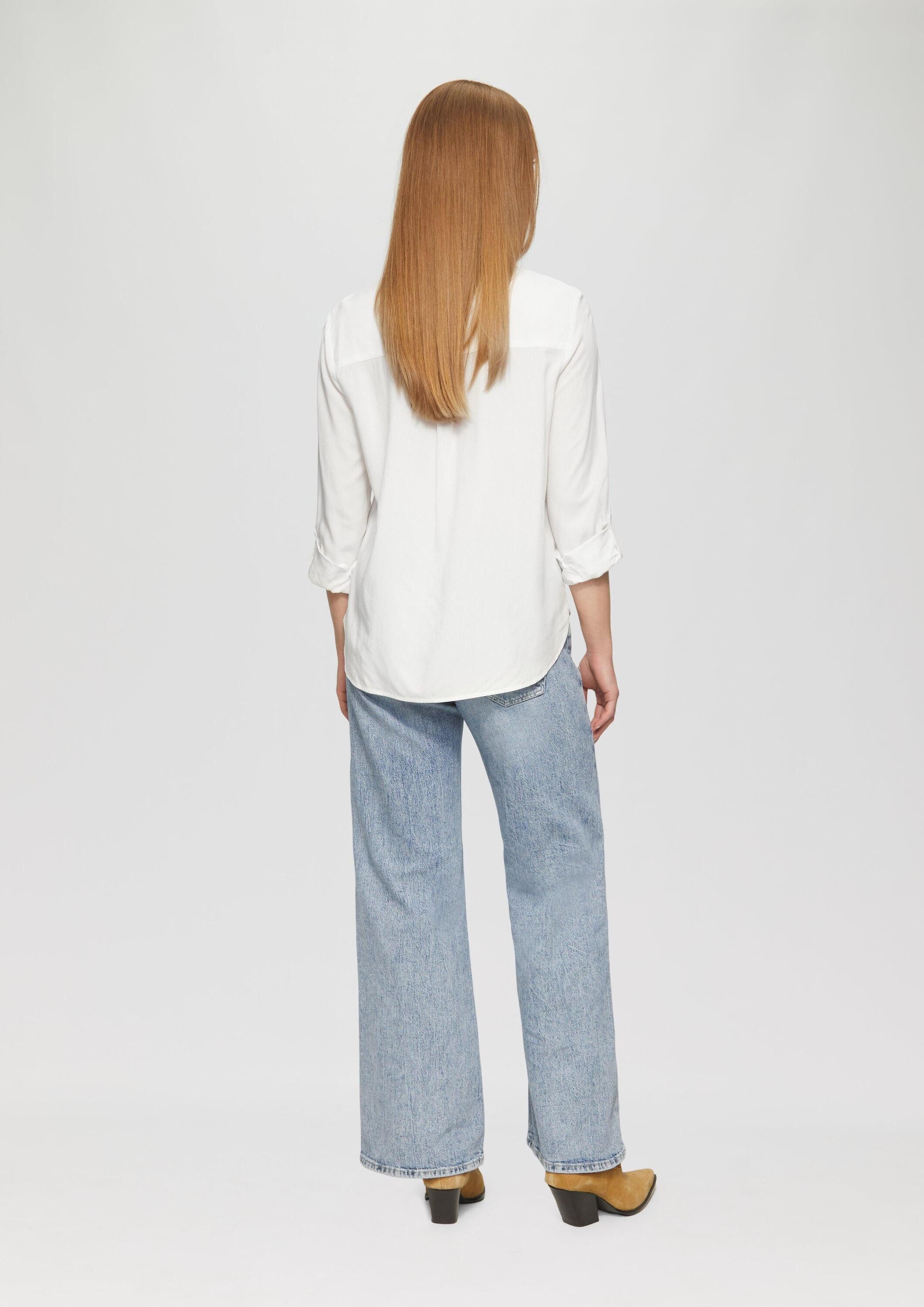 QS Langarmbluse Bluse Viskosebluse mit Turn-up und aufgesetzten Taschen